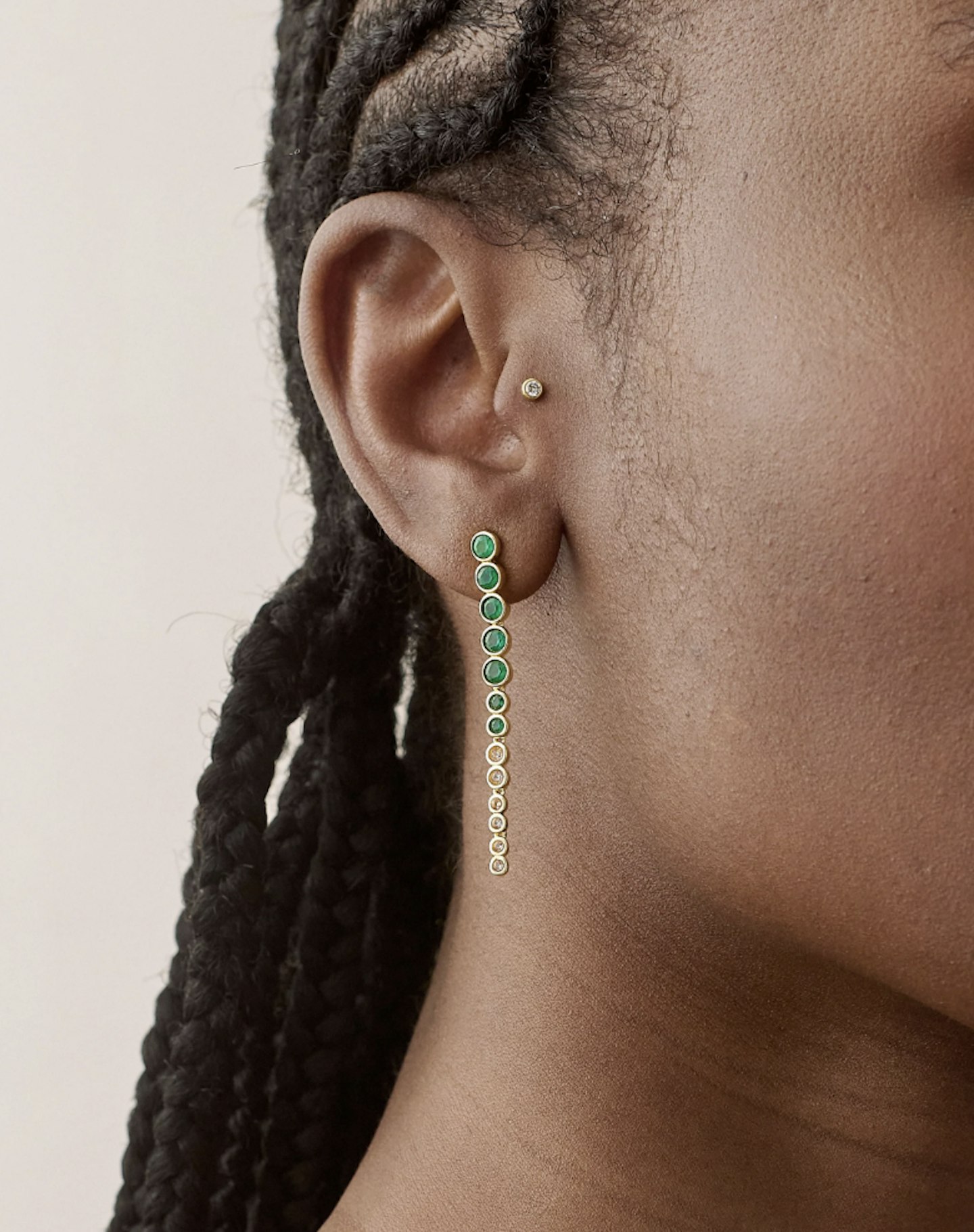 edge of ember green drop earrings