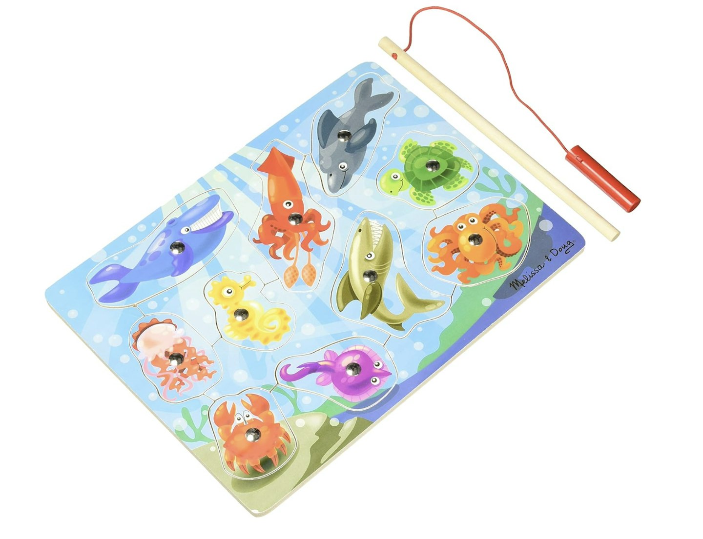 Melissa & Doug Magnetic Wooden Fishing Game and Puzzle 