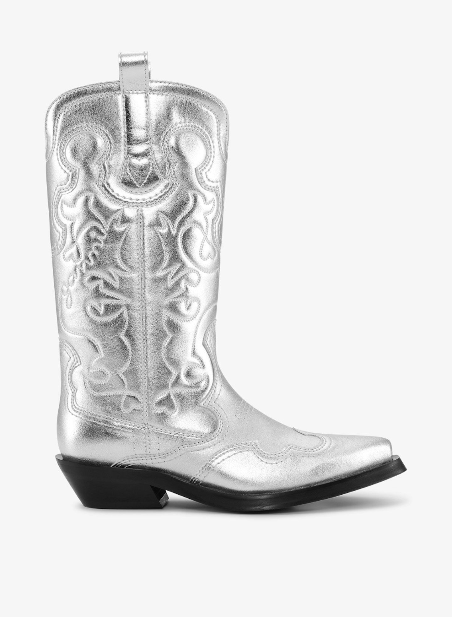 Ganni silver cowboy boots