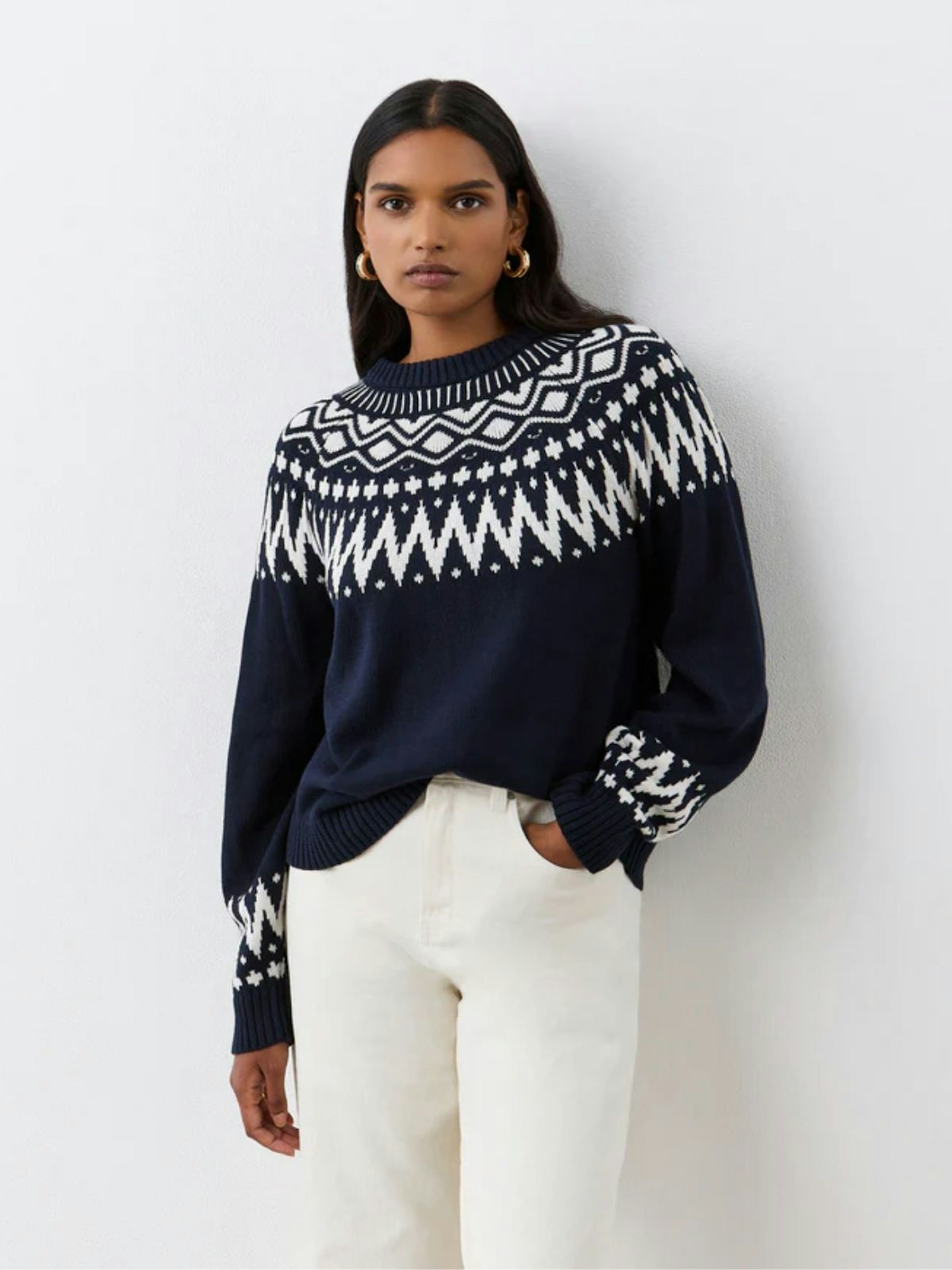 Steevie Navy Cotton Round Neck Jumper