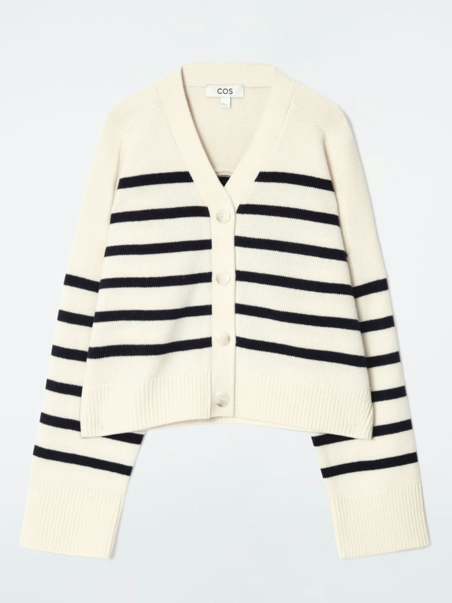 COS, Striped Merino Wool V-Neck Cardigan