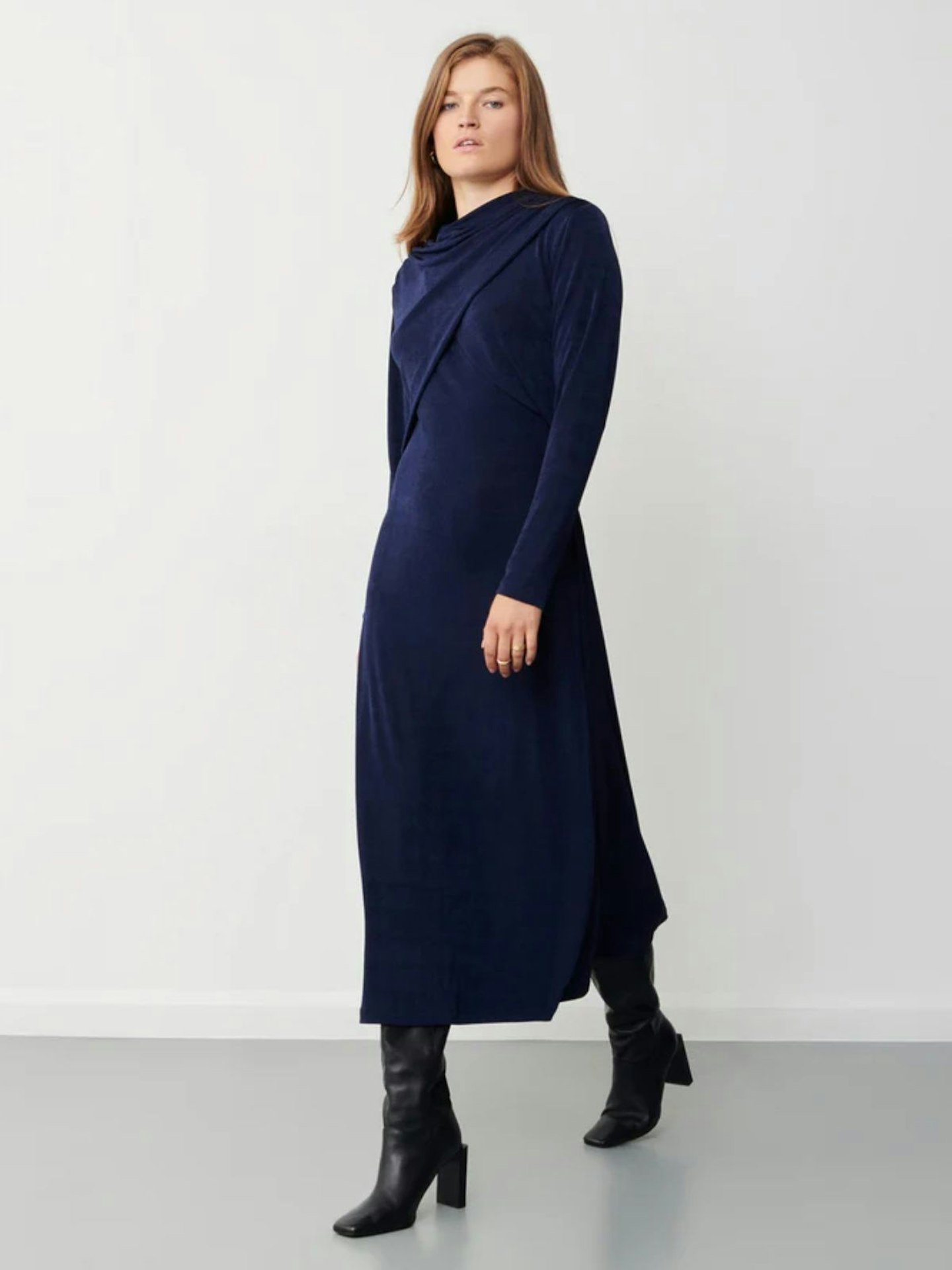 Zoey Navy Jersey Midi Dress