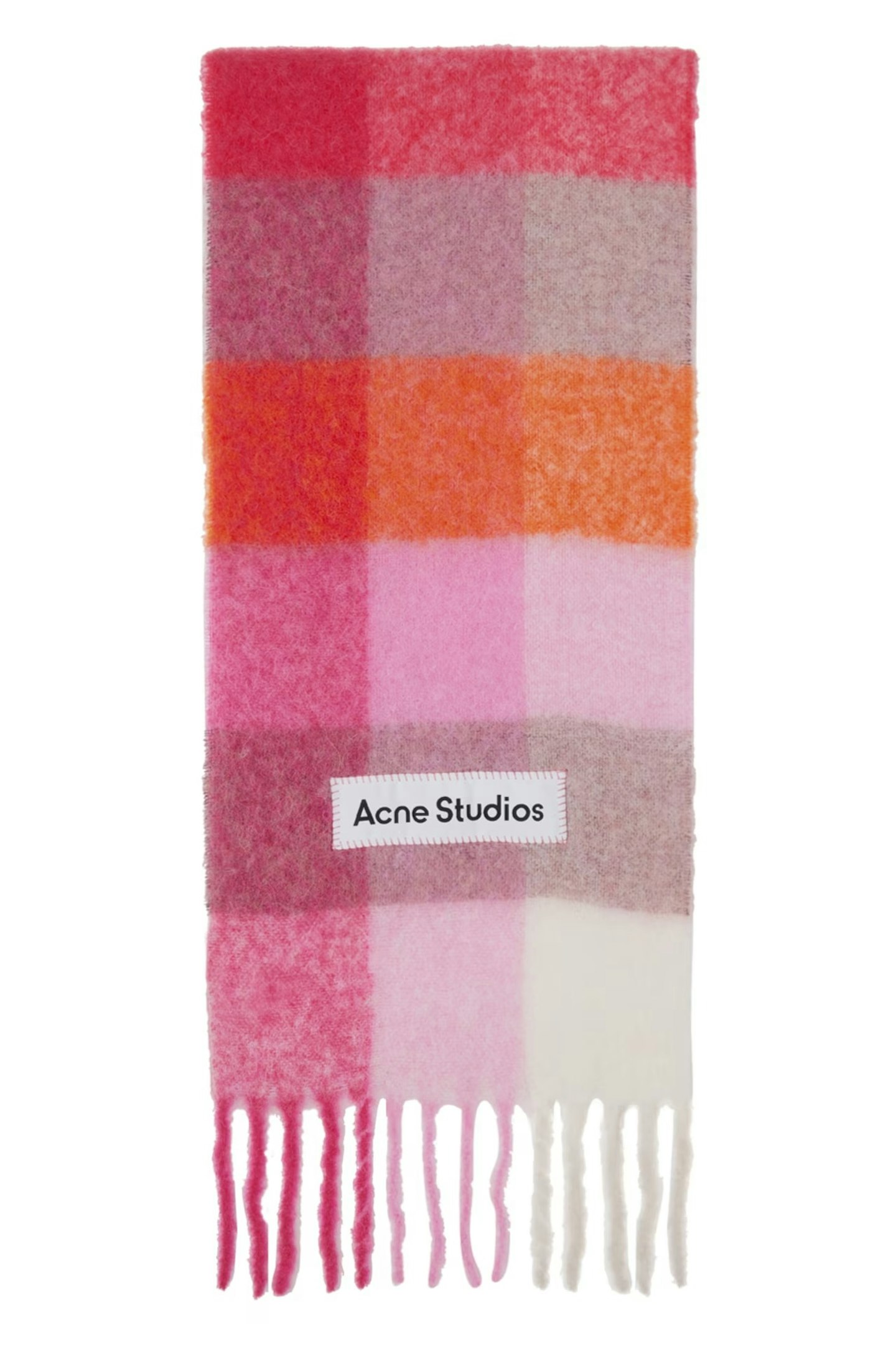 acne studios scarf Pink & Orange Mohair Checked Scarf