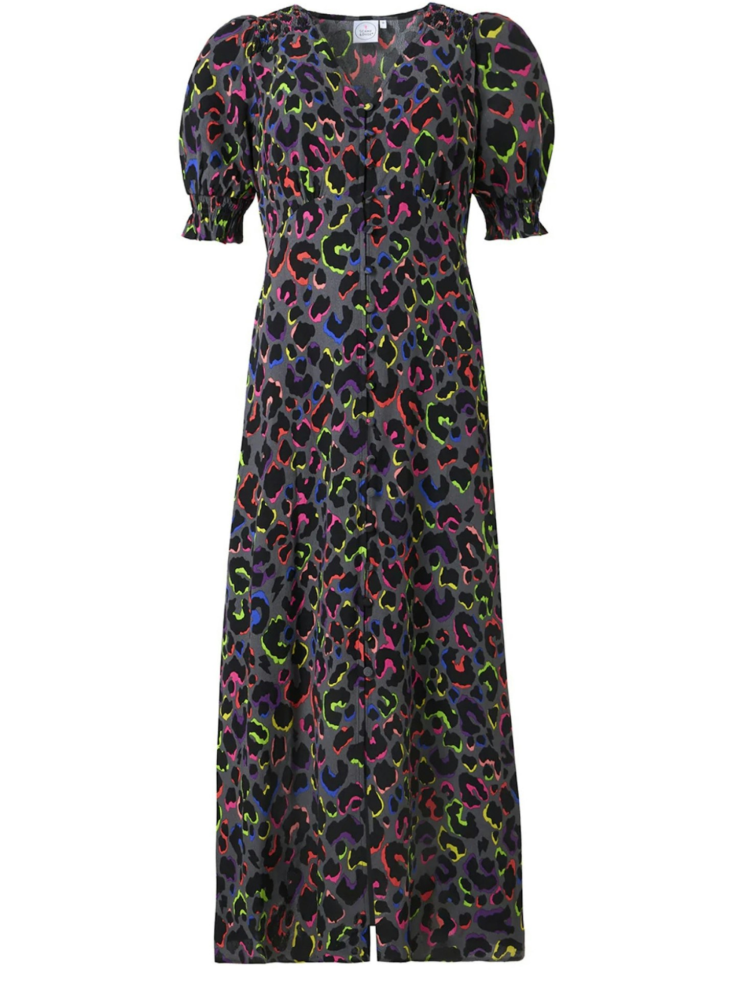 Scamp & Dude, Leopard Flute Sleeve Midi Tea Dress