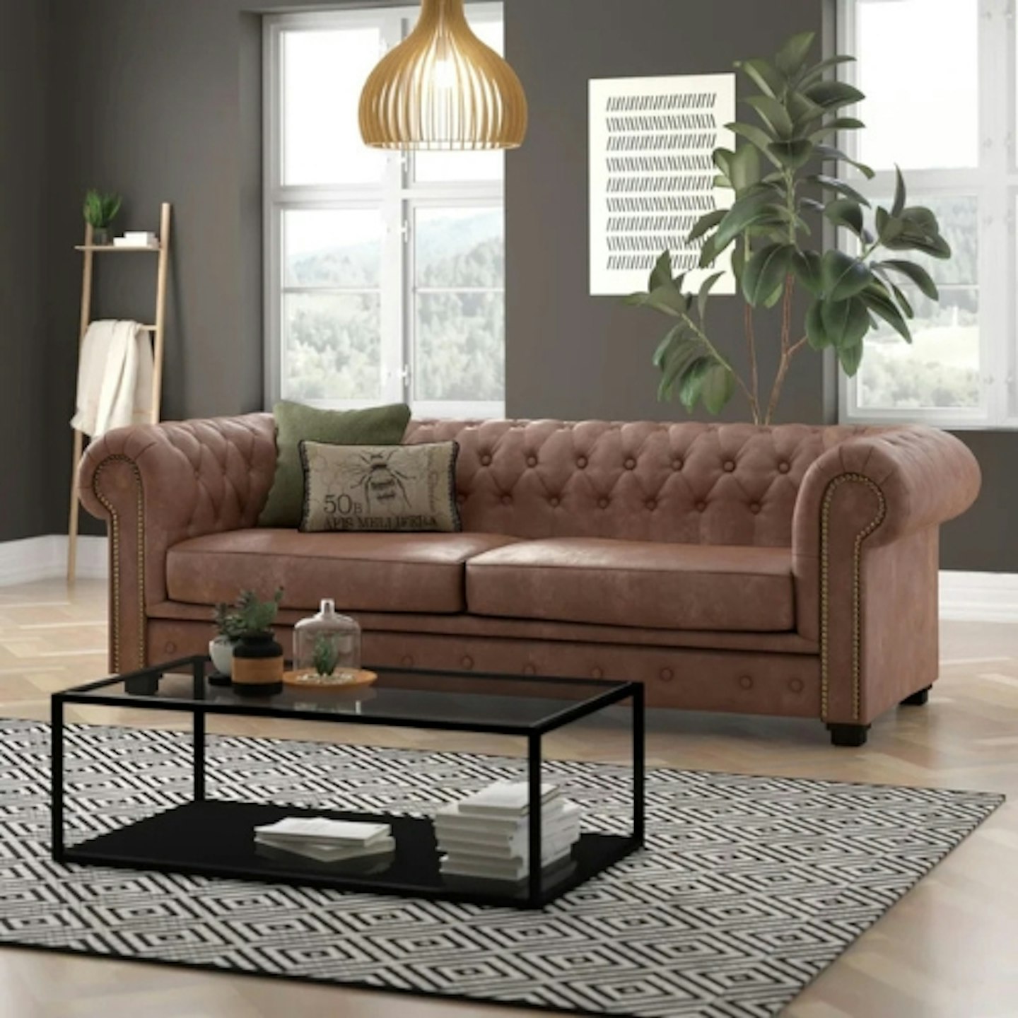 Wayfair Etta Avenue Haverly 3-Seater Chesterfield Fold Out Sofa Bed