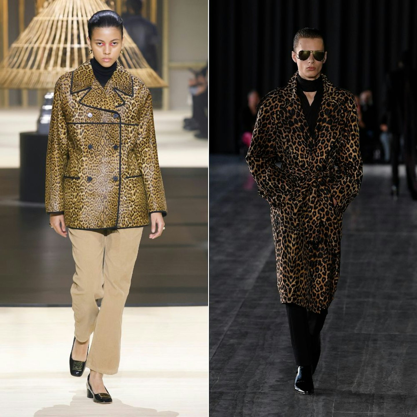 leopard print coats at Dior and Saint Laurent