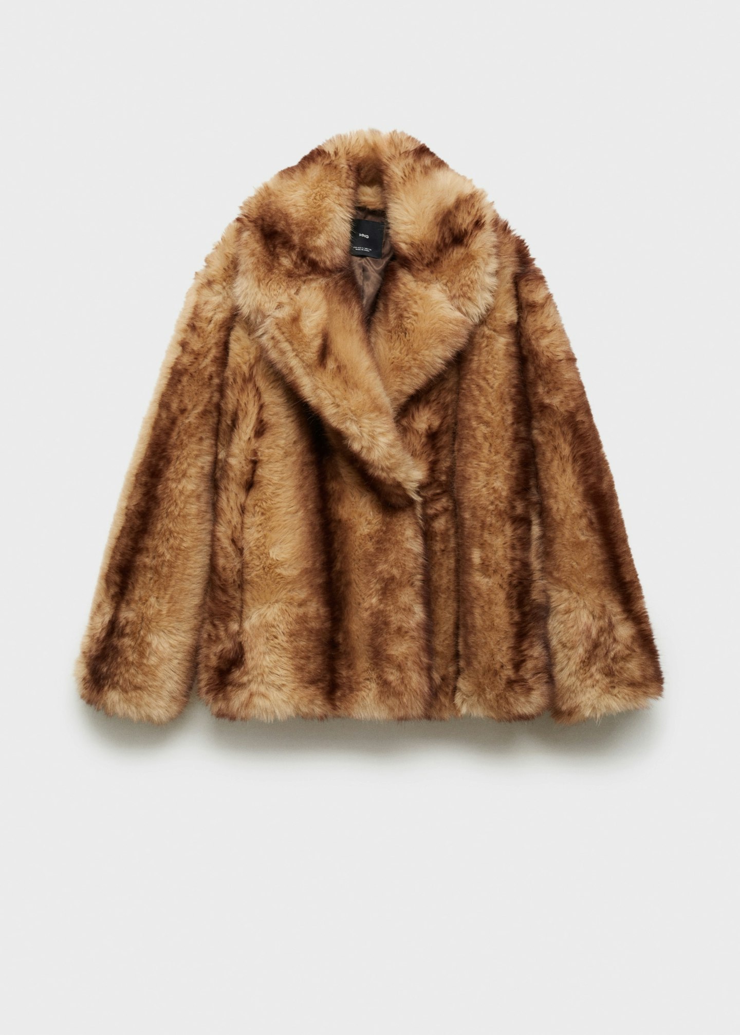 Mango, Coat With Fur Effect Lapels