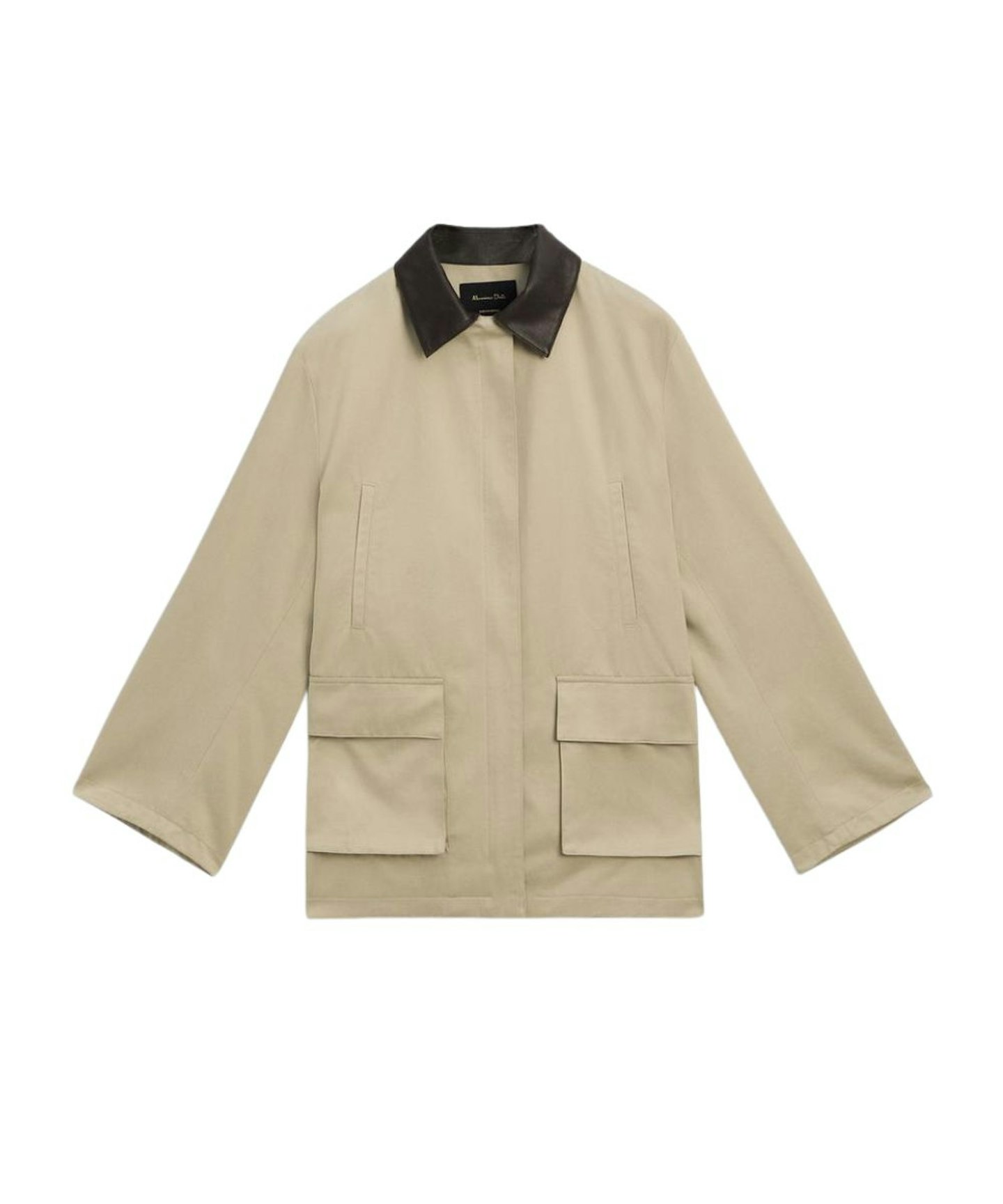 Massimo Dutti, Barn Jacket With Leather Collar Detail