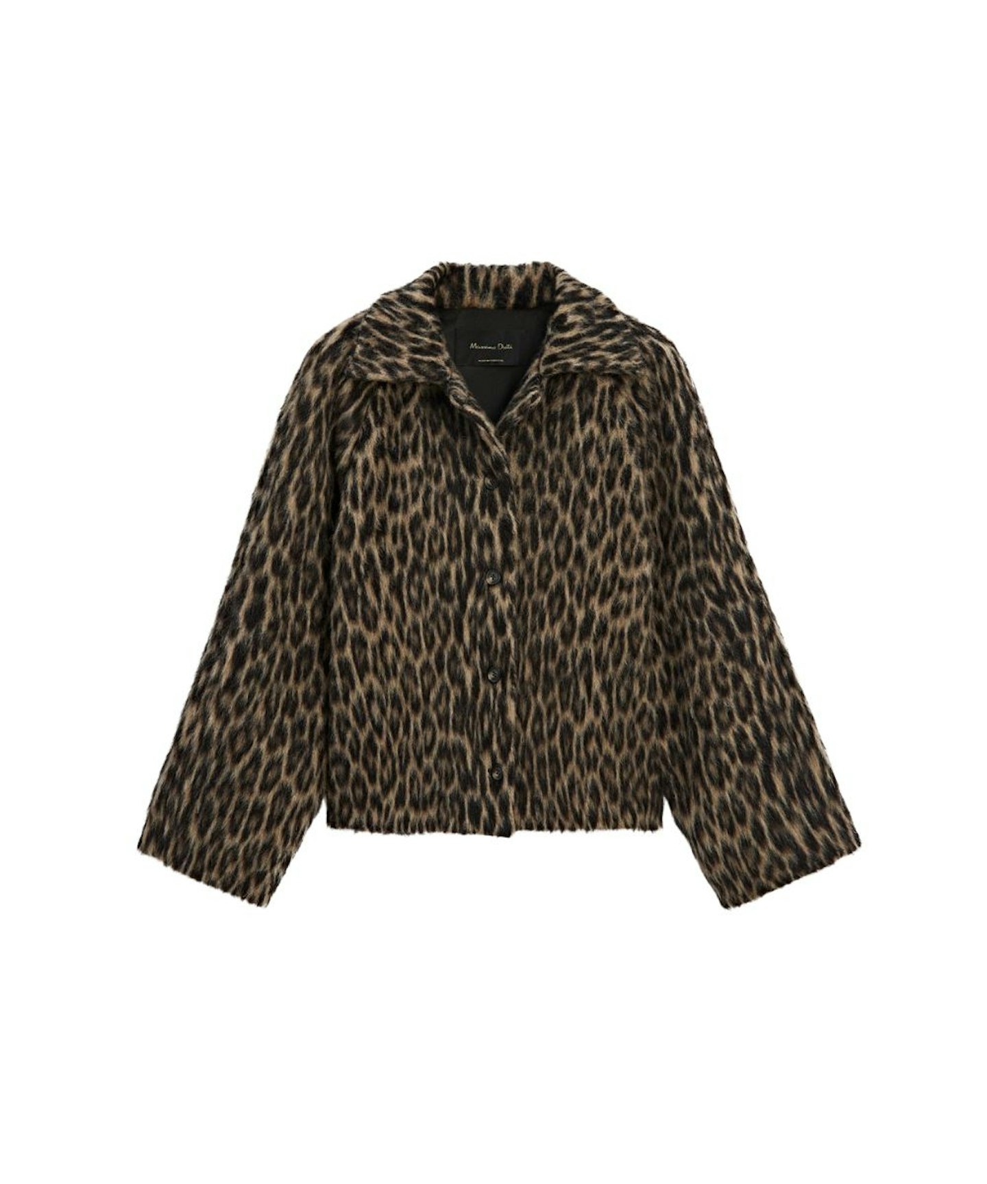 Massimo Dutti Short Animal Print Collared Coat 