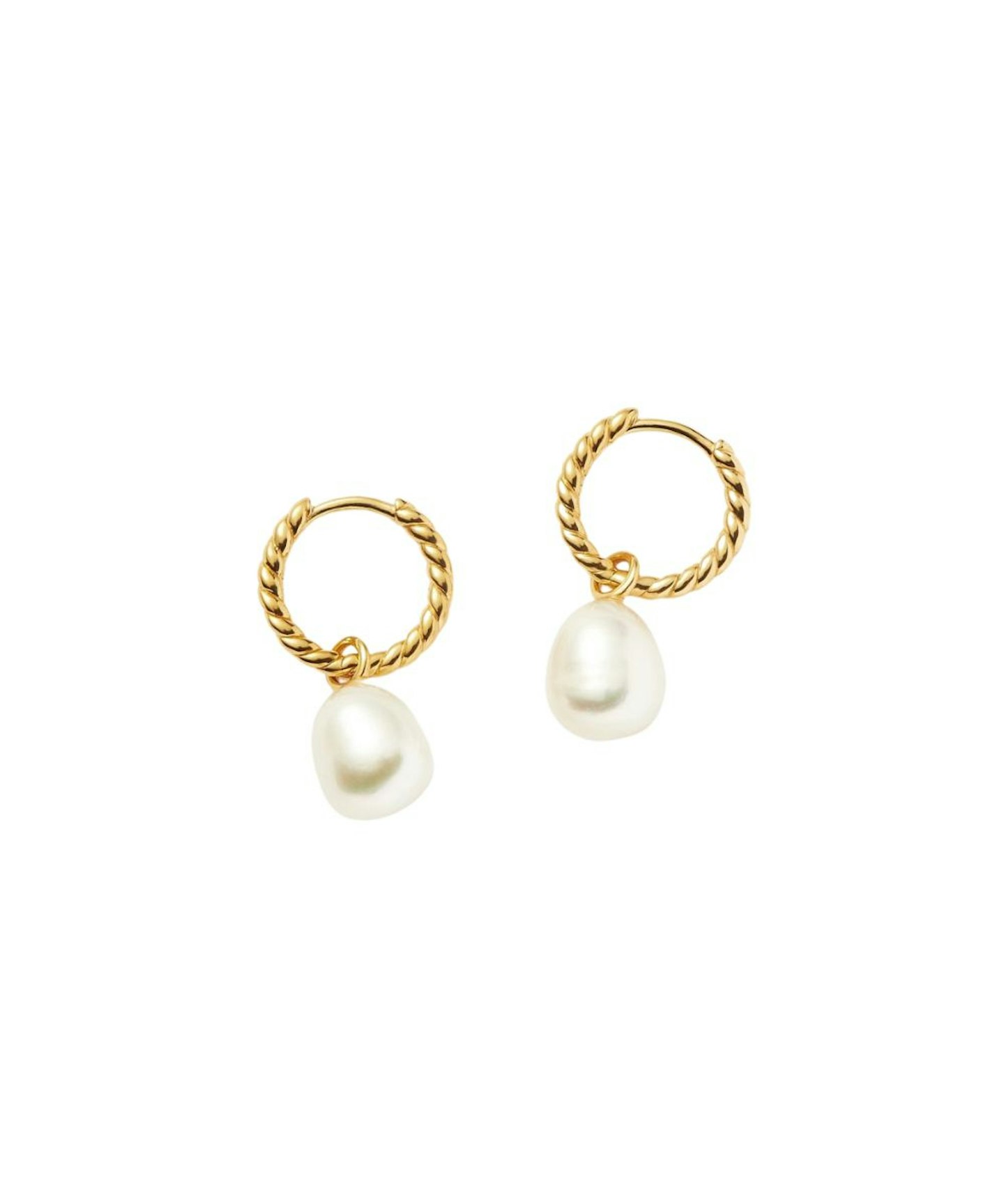 Missoma Pearl Twisted Small Drop Hoop Earrings 