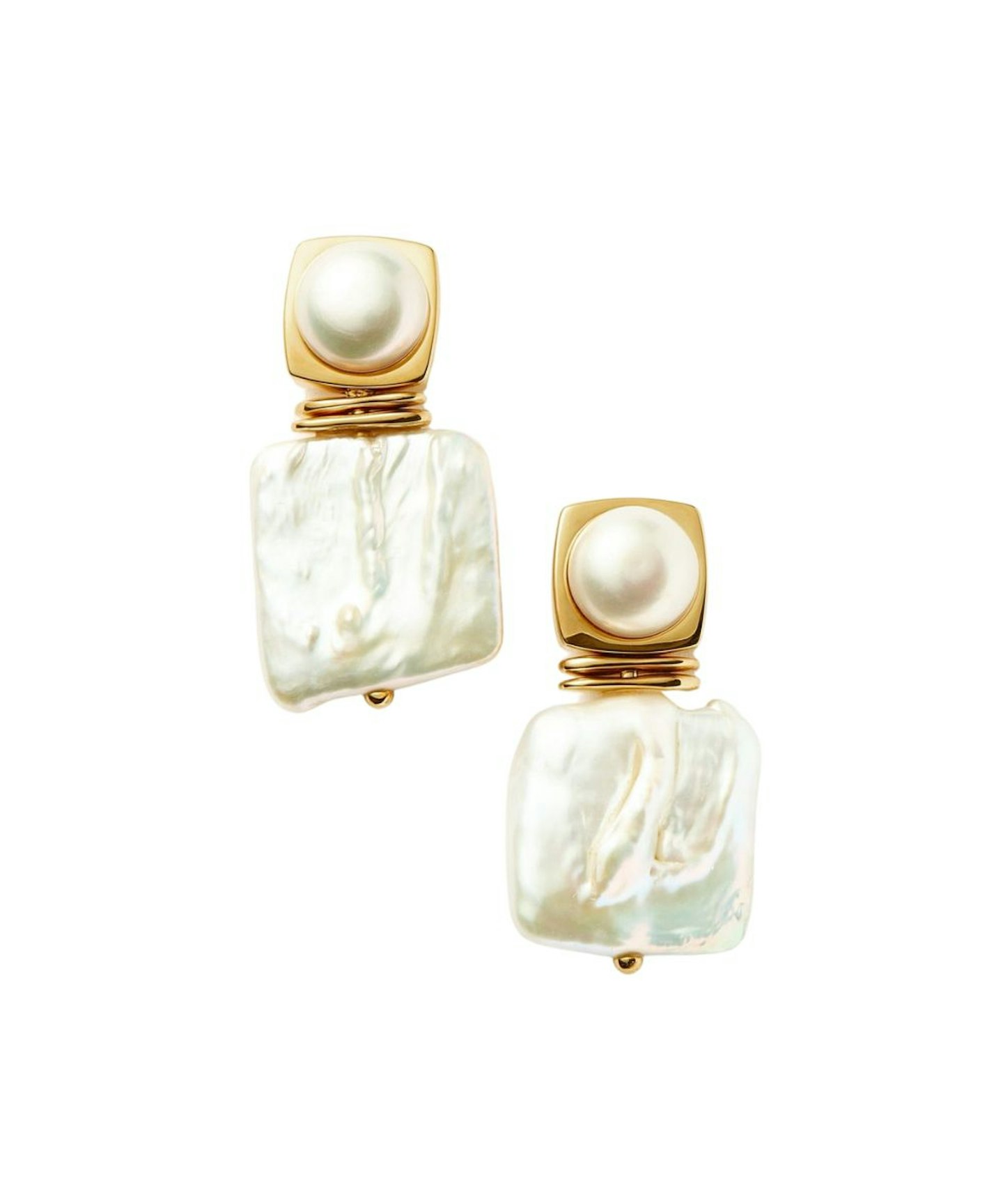 Missoma Square Pearl Statement Stud Earrings 