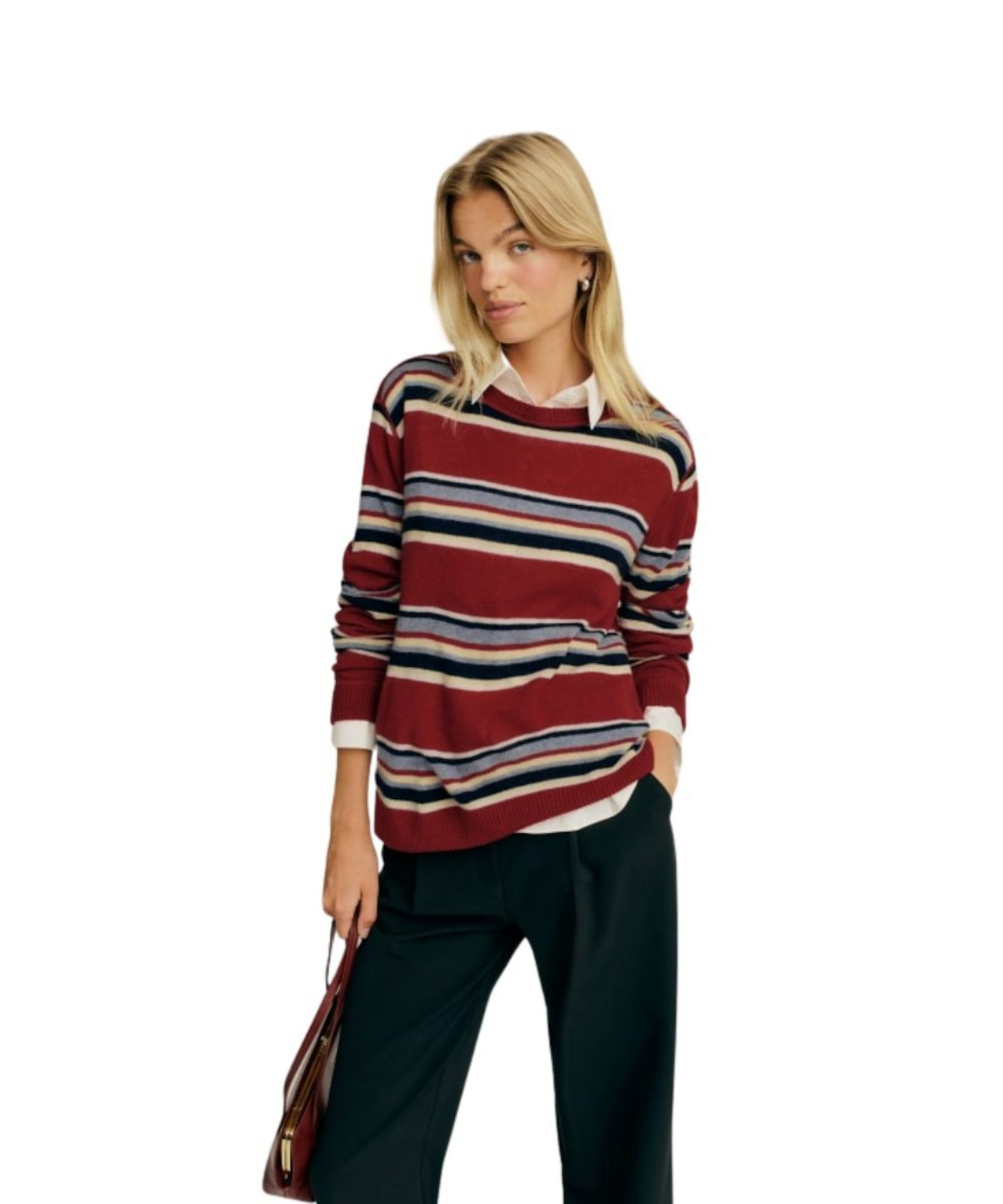 Reformation Cashmere Boyfriend Sweater crimson