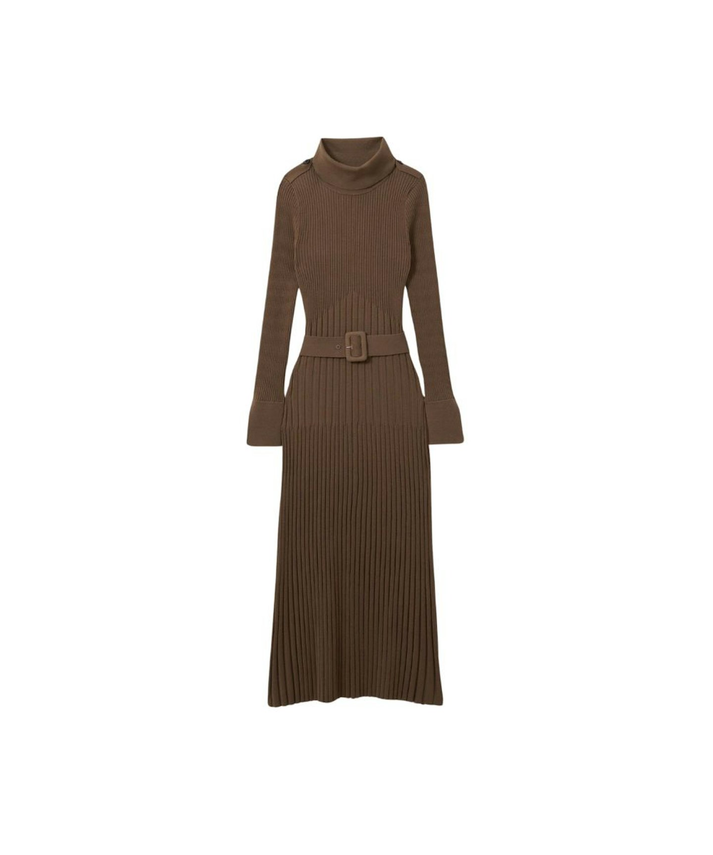 Vinette Ribbed Funnel Neck Midi Dress