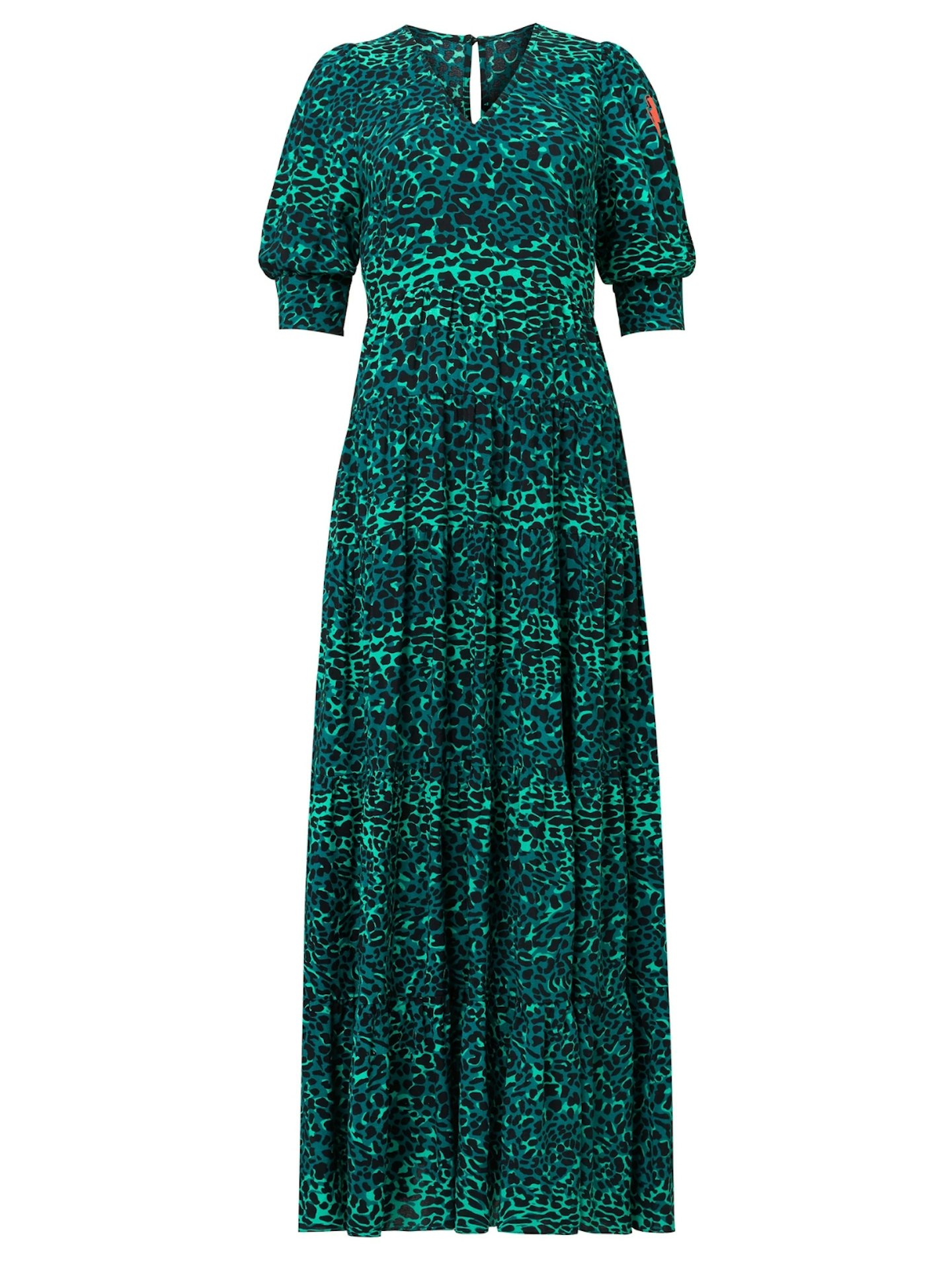 Green With Black Wild Leopard Maxi Dress