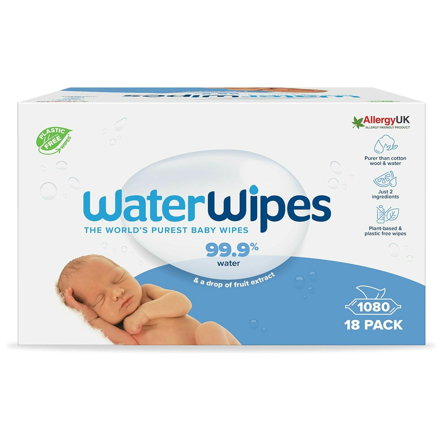 WaterWipes Plastic-Free Original Baby Wipes 18 packs 