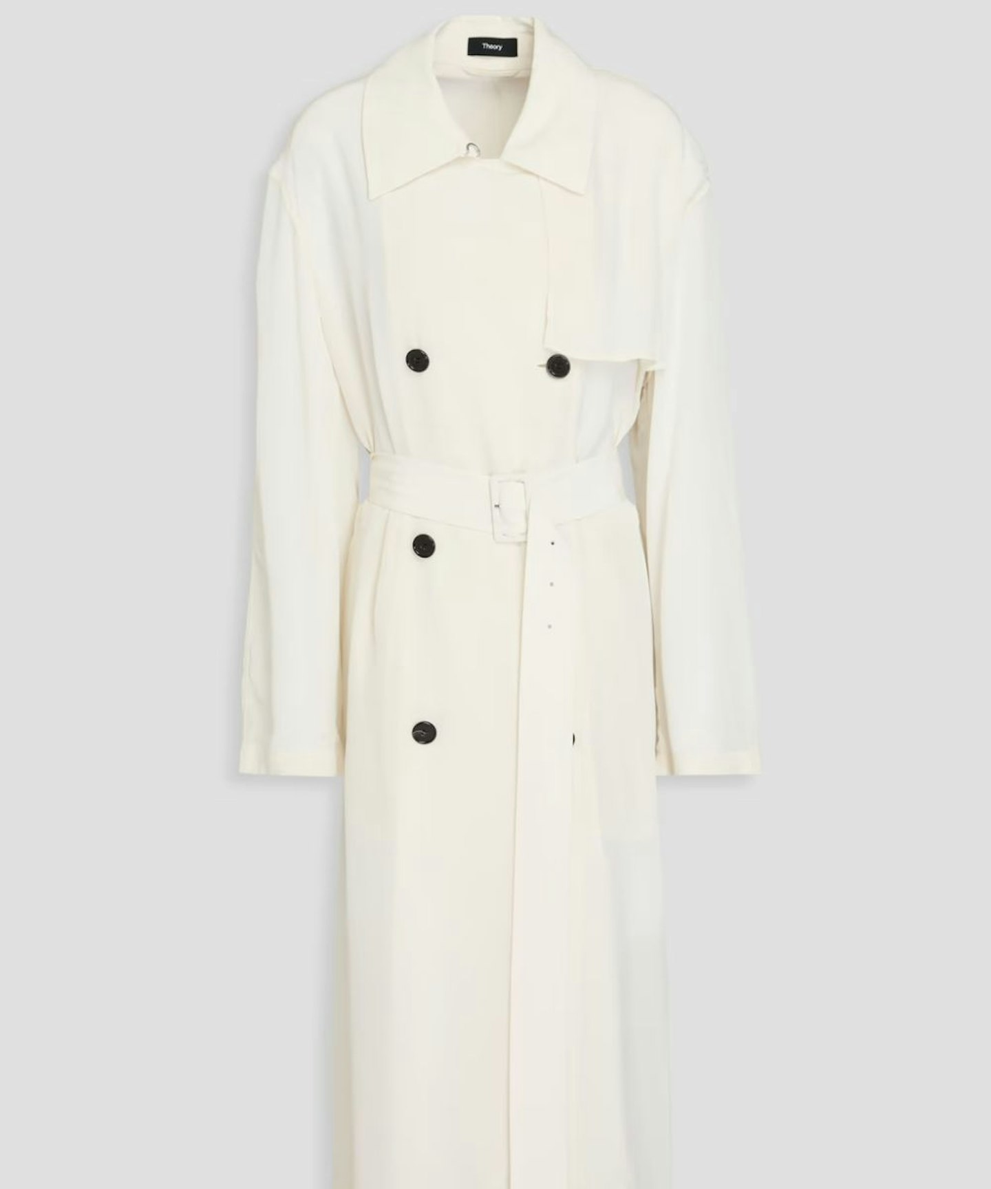 Theory Belted Crepe De Chine Trench Coat