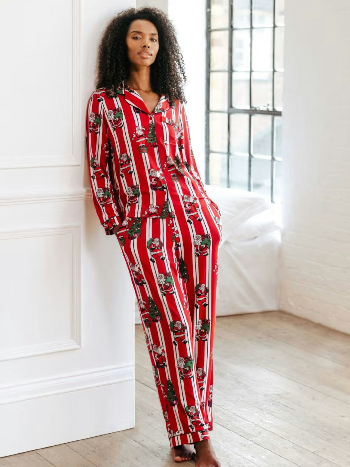 Candy Cane Festive Print Pyjama Set