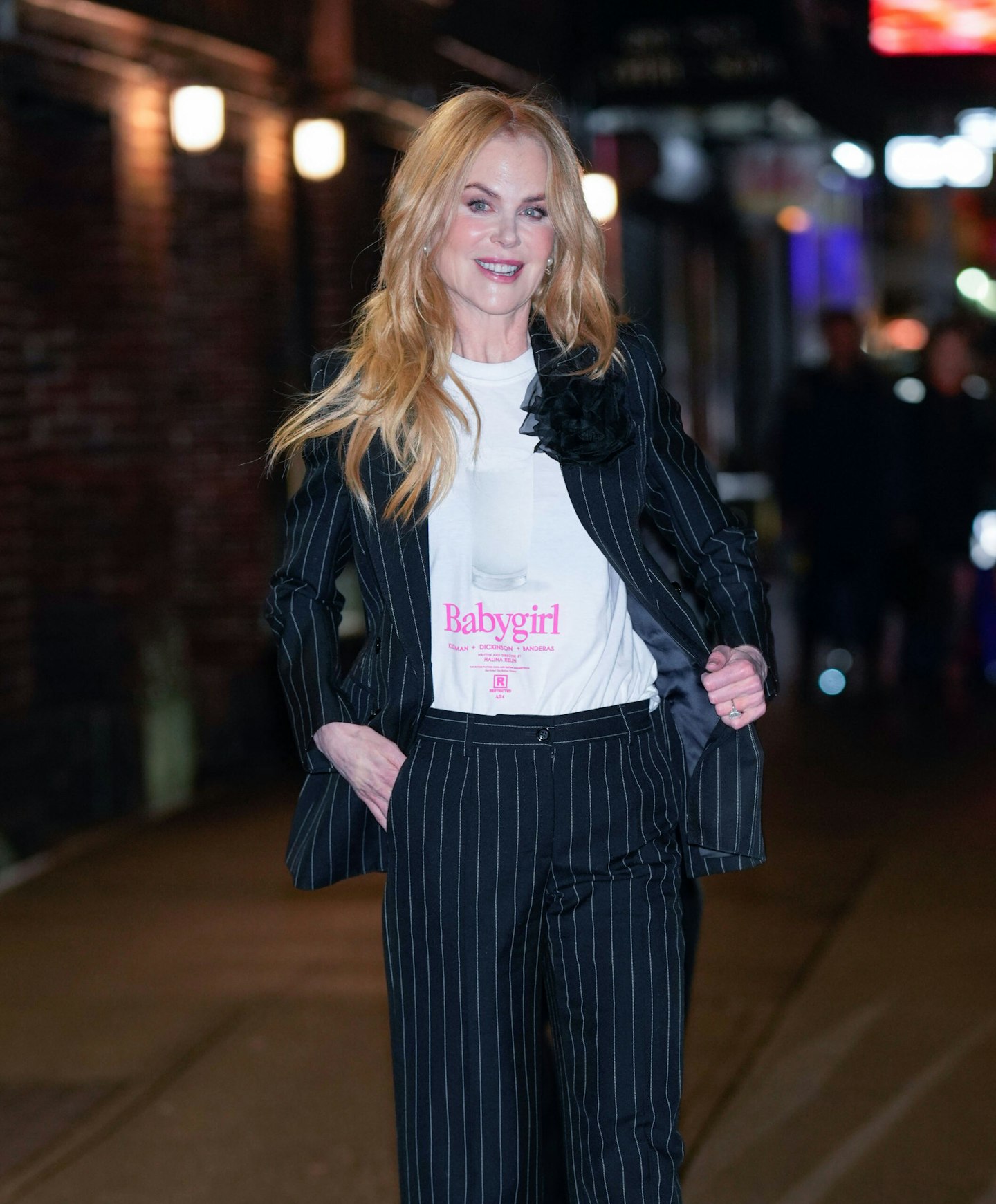 Nicole Kidman wearing a Babygirl T-shirt in New York