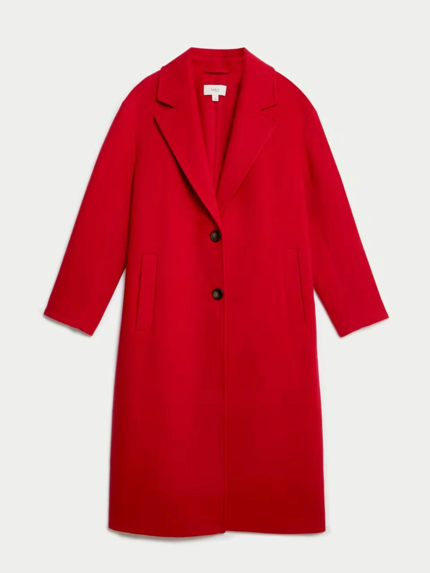 M&S Single Breasted Longline Tailored Coat With Wool