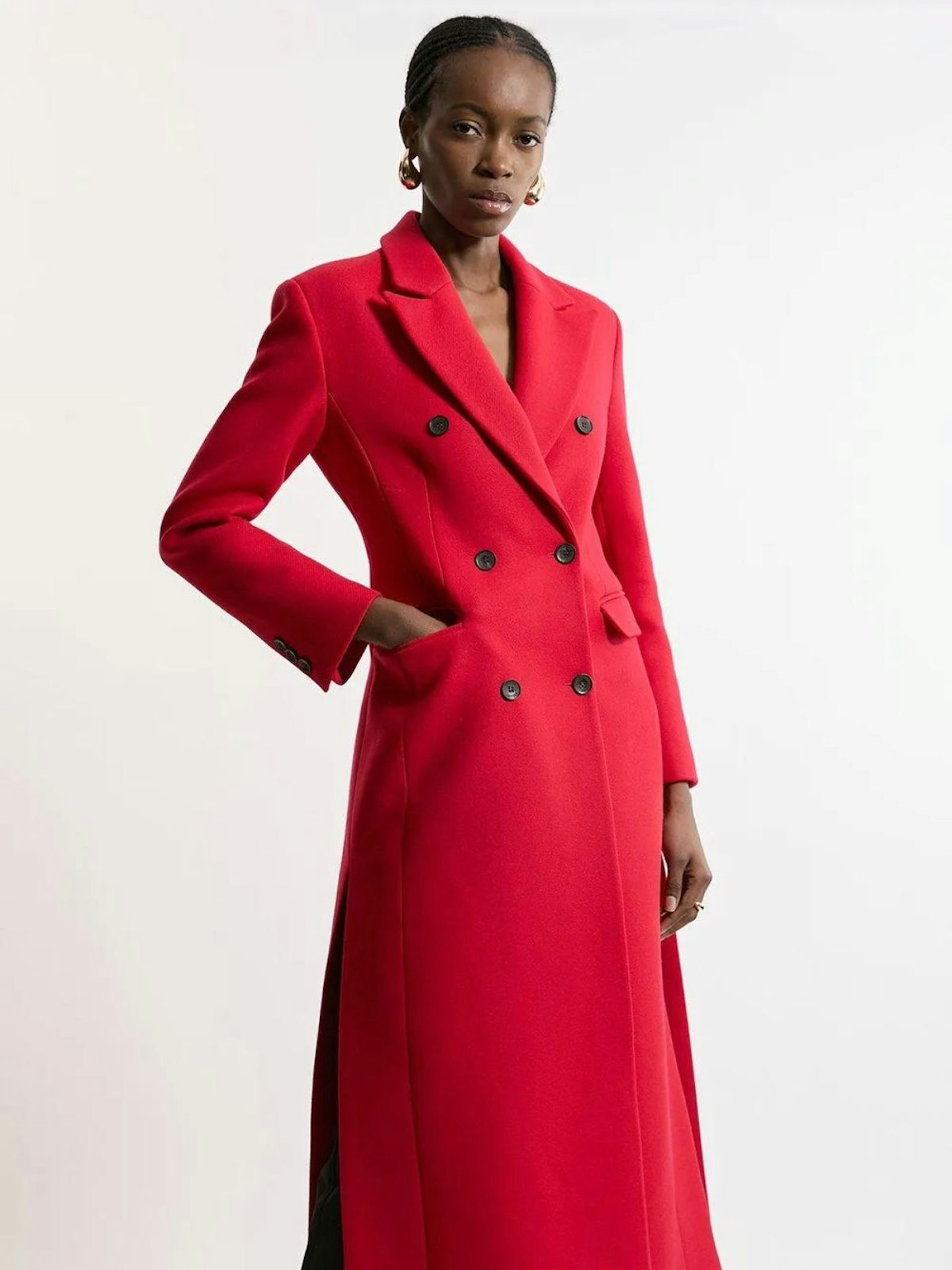 Karen Millen Italian Wool Double Breasted Tailored Maxi Coat