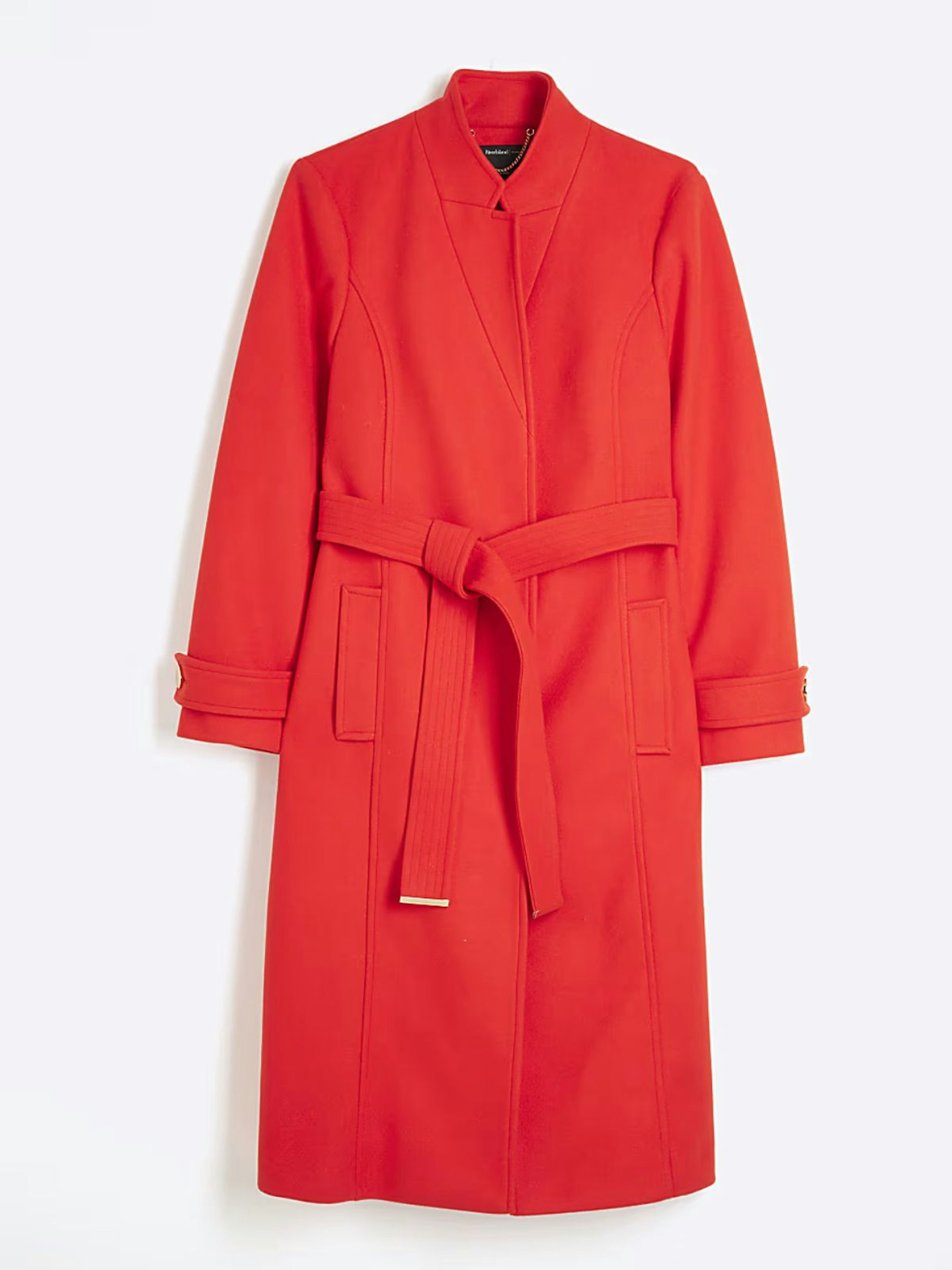 River Island Red Notch Collar Wrap Coat