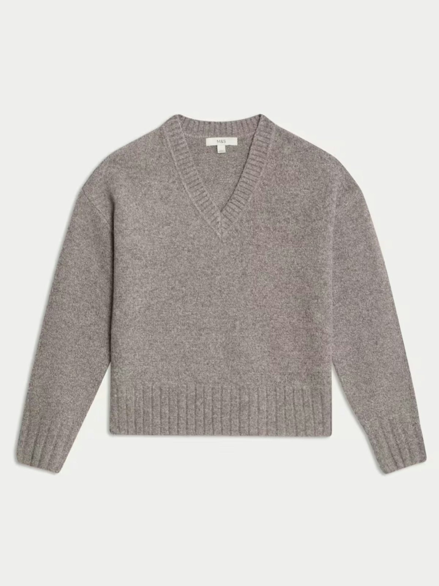 Textured V-Neck Twisted Tweed Relaxed Jumper