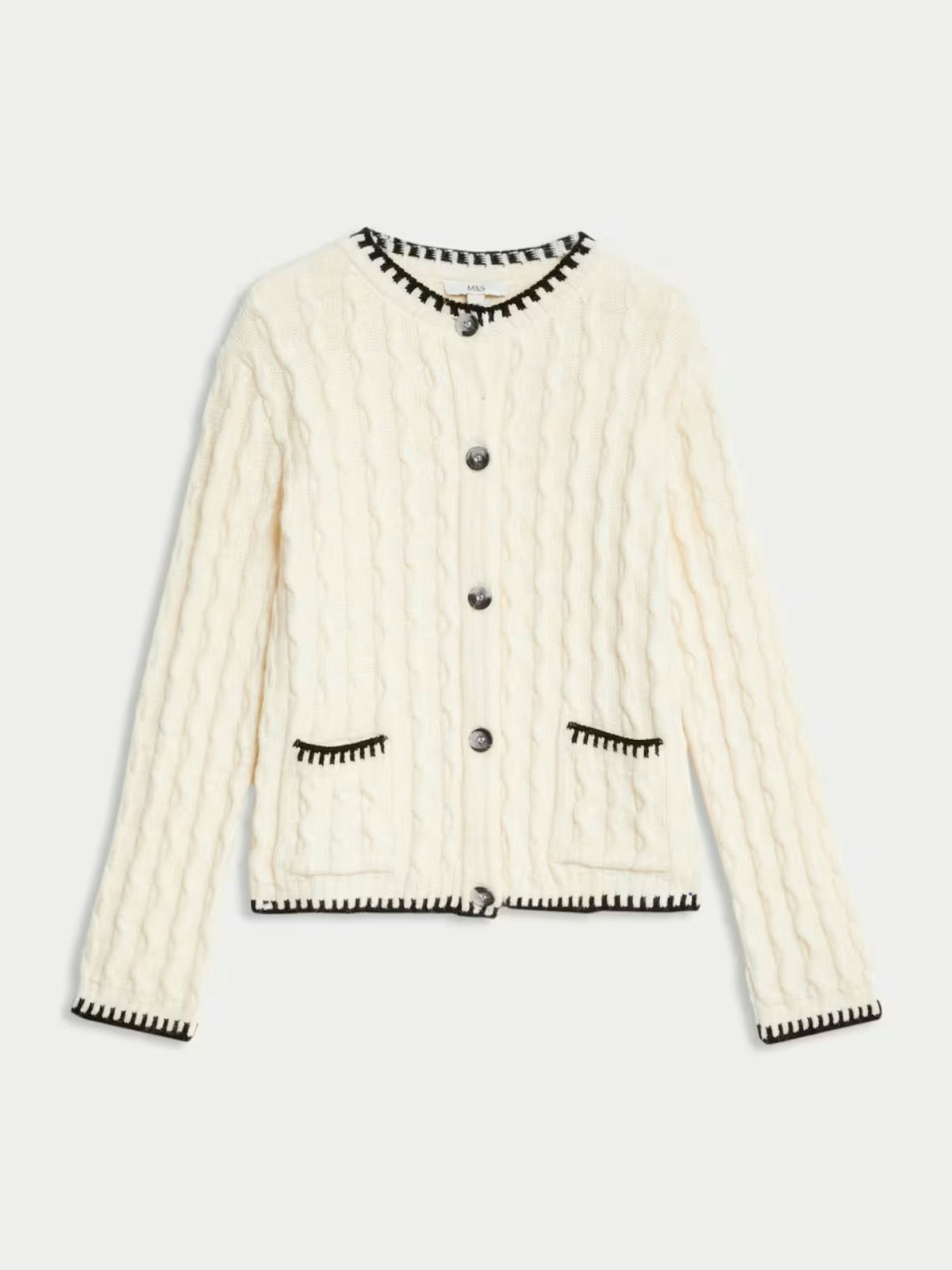 Textured Cable Knit Whipstitch Cardigan