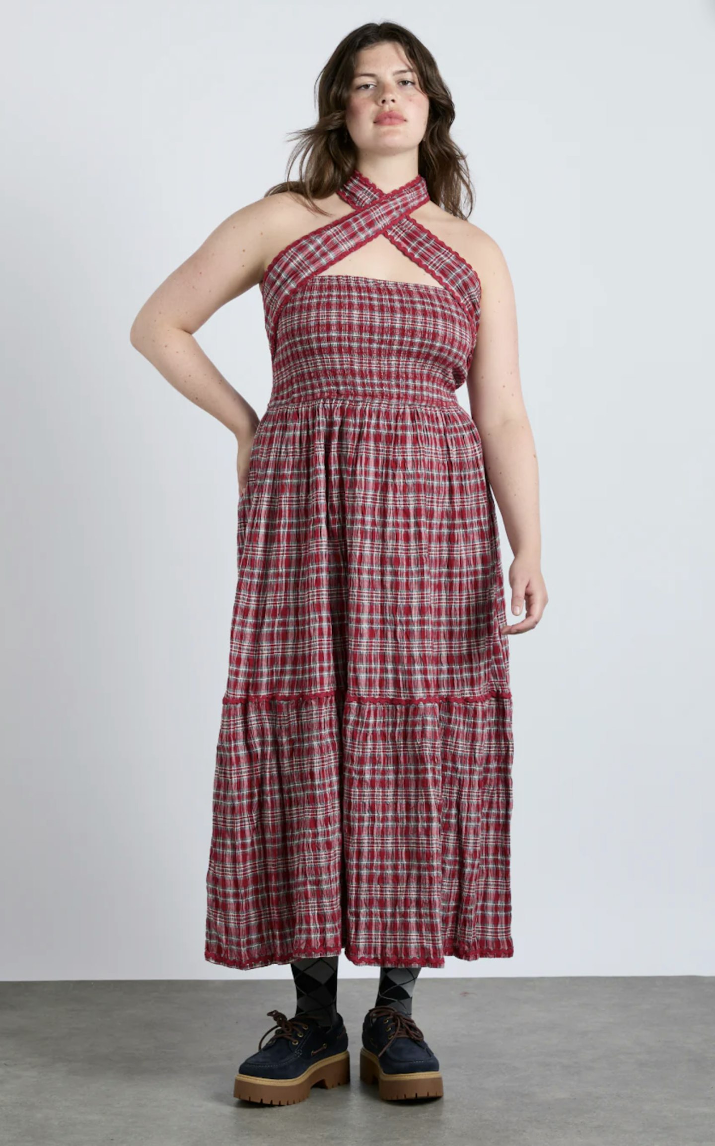 Damson Madder red checked dress