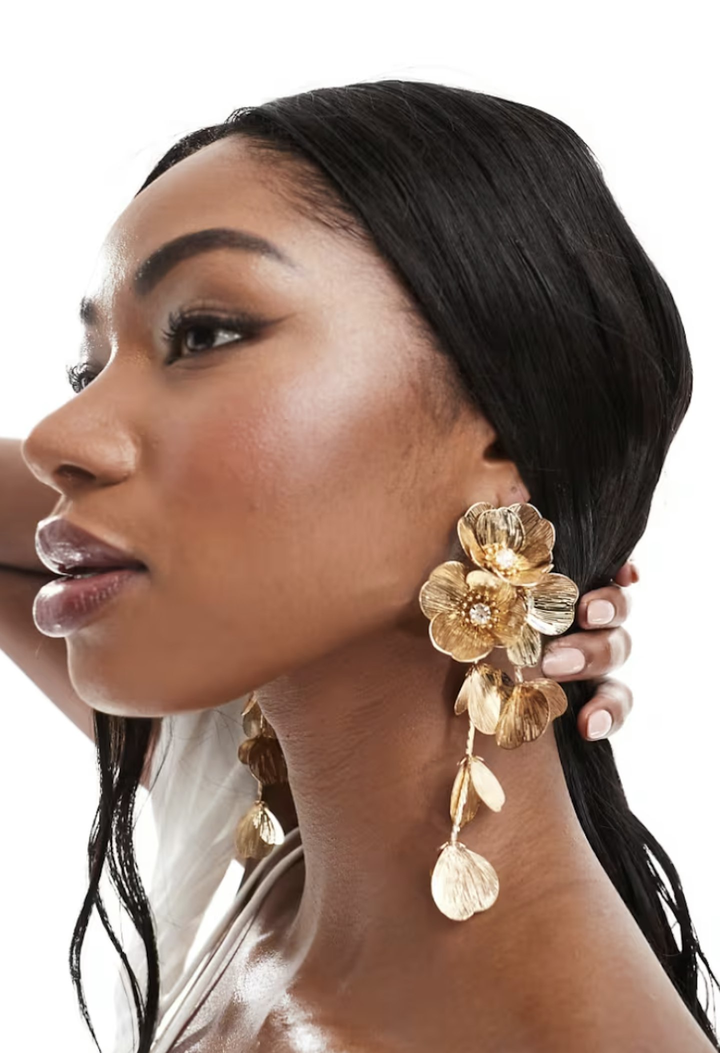 gold flower earrings