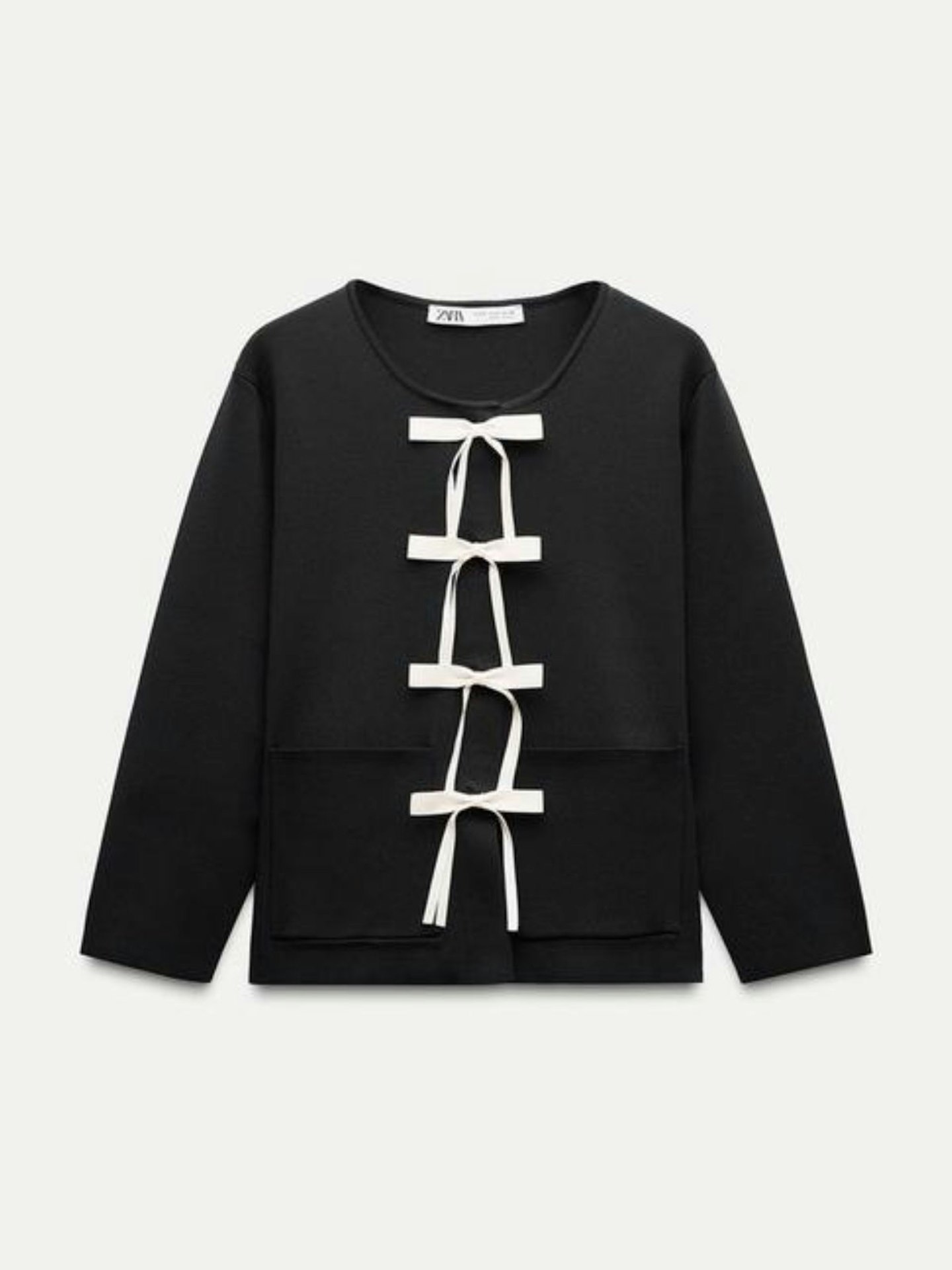 Zara, Knit Cardigan With Bows