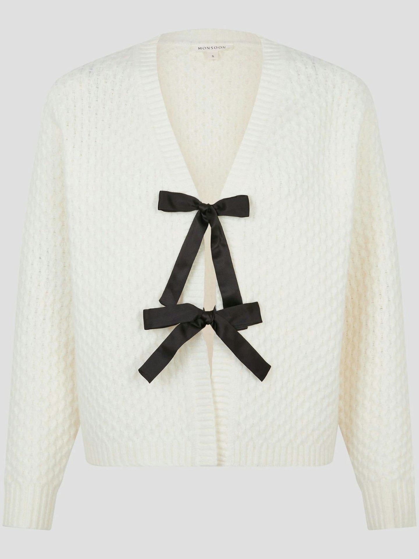 Monsoon, Tina Bow Tie Cardigan Ivory