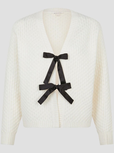 Bows String Tie V-Neck Knit Cardigan