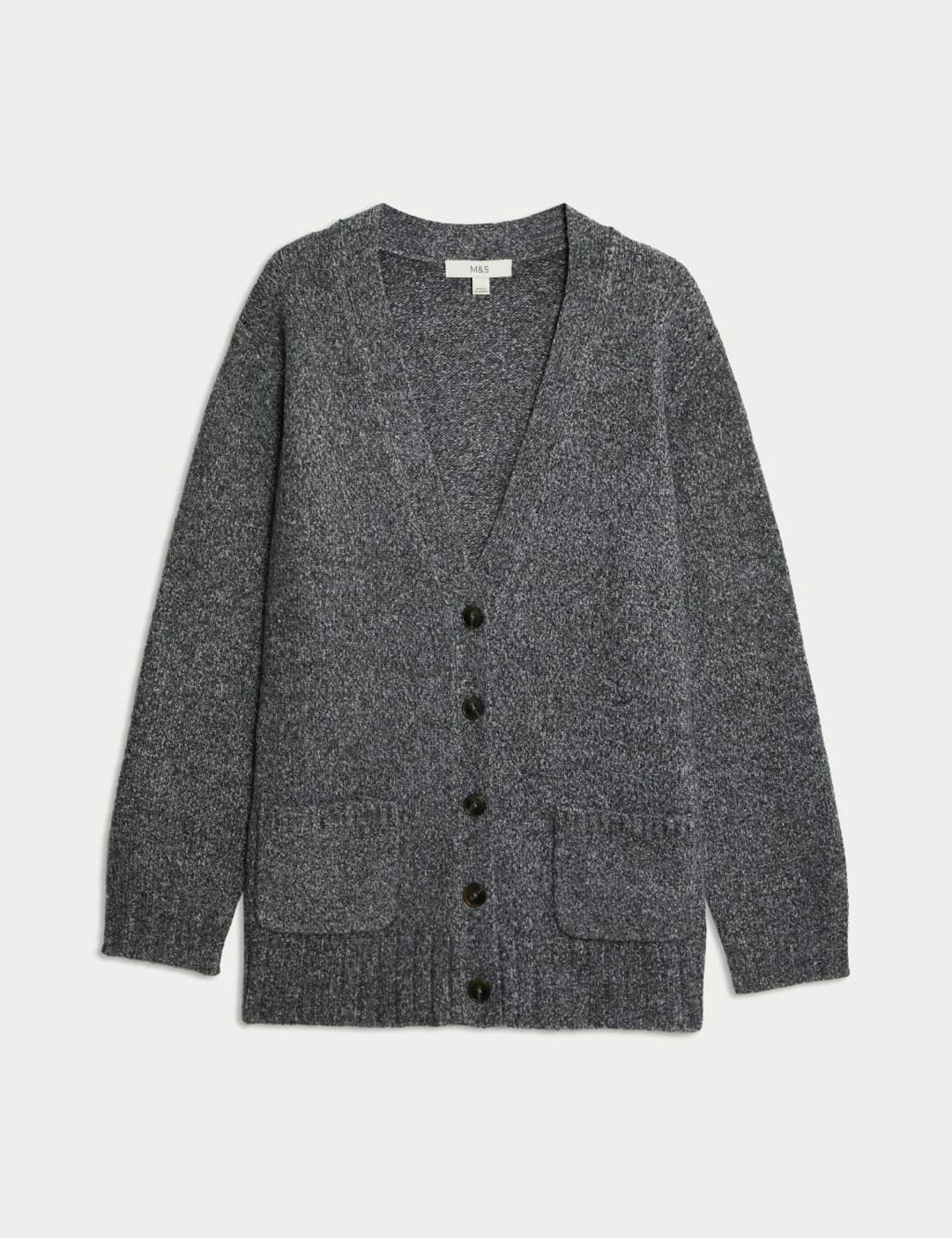 Textured V Neck Relaxed Cardigan 