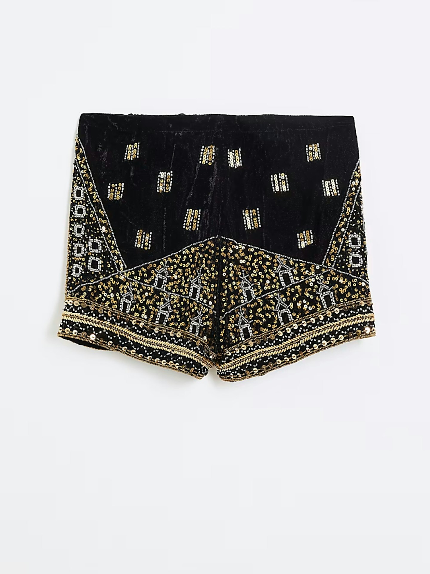 River Island Black Velvet Embellished Shorts