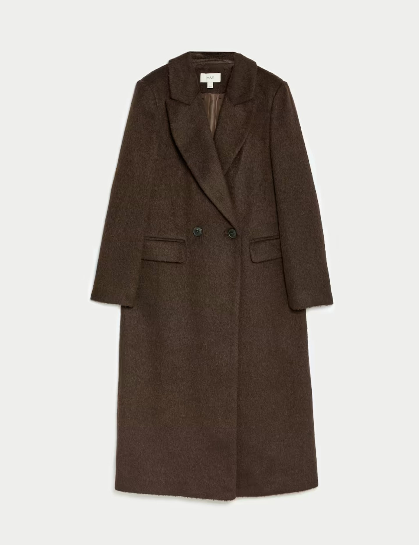 M&S, Textured Collared Longline Coat with Wool