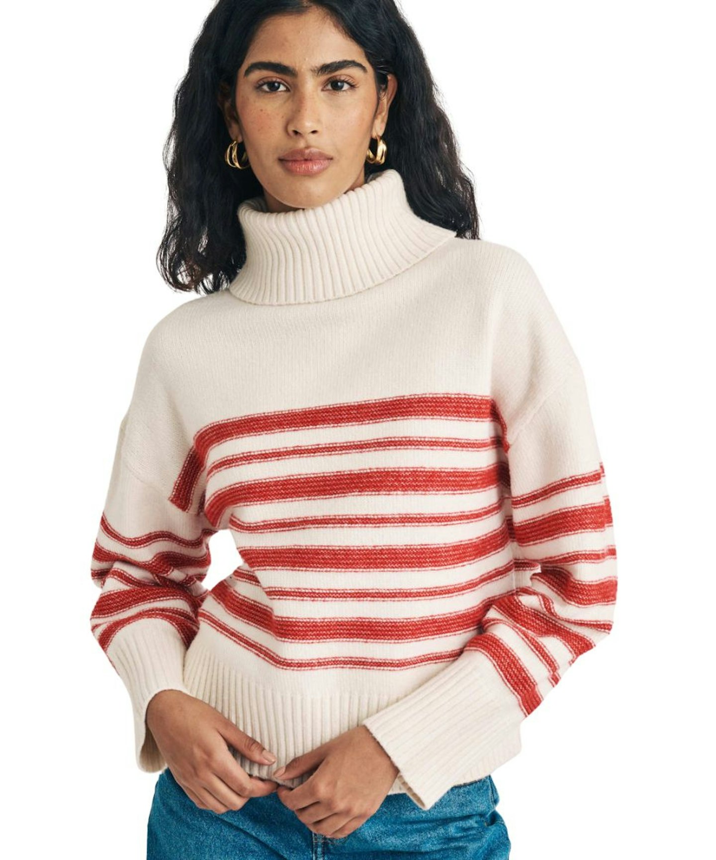 Nobody's Child, Striped Roll Neck Relaxed Jumper 