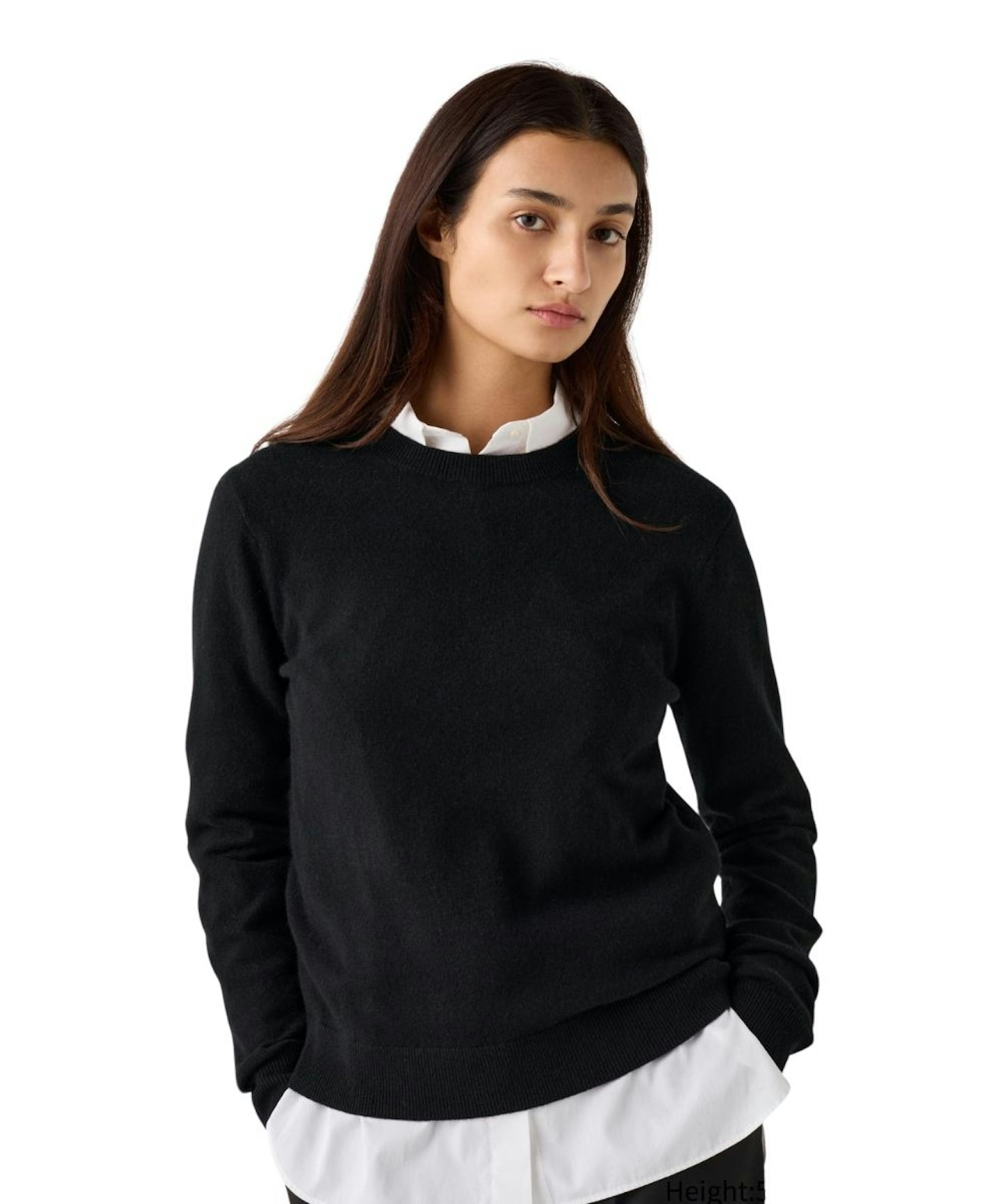 100% Cashmere Crew Neck Jumper, in Black