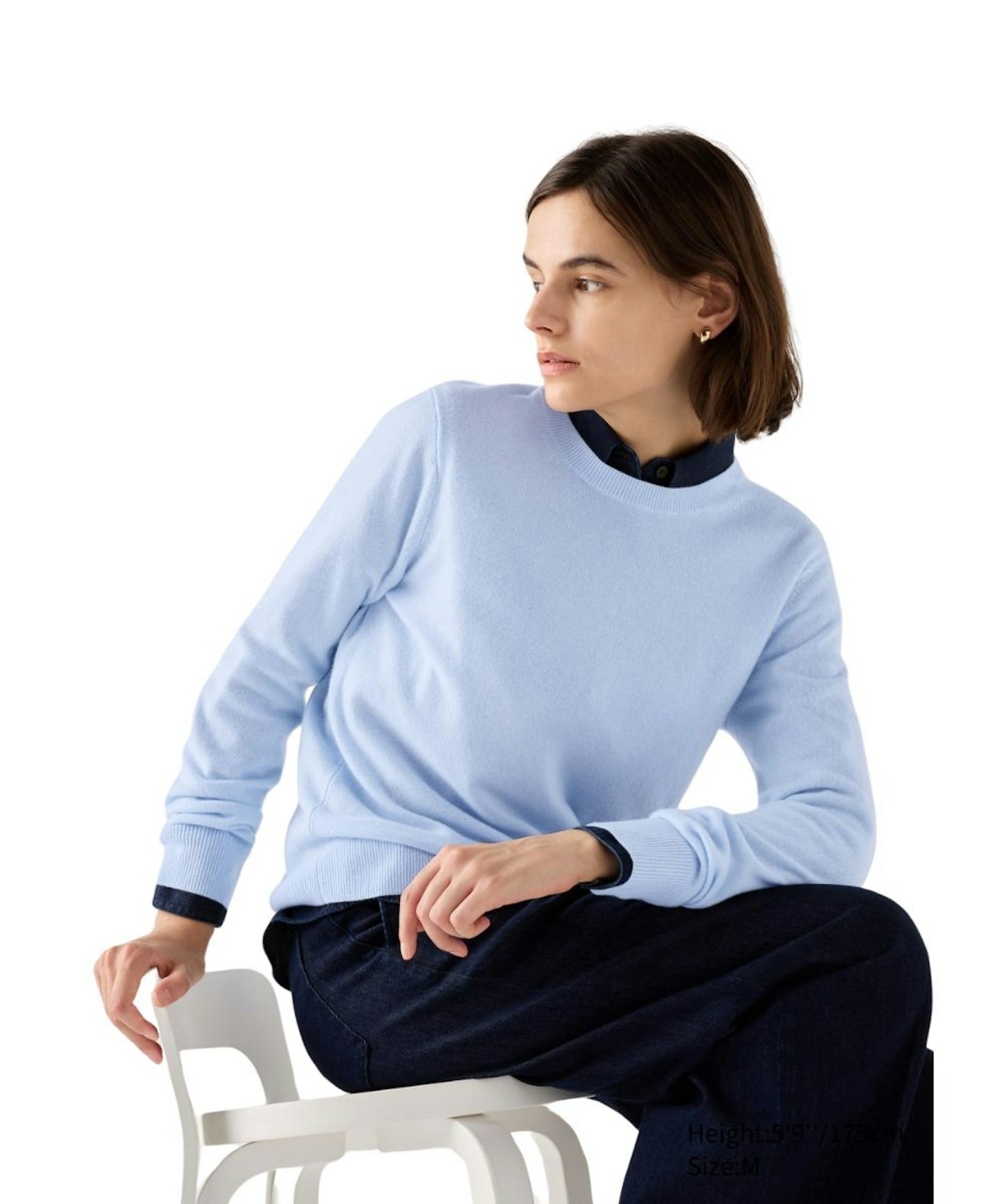 100% Cashmere Crew Neck Jumper, in Blue