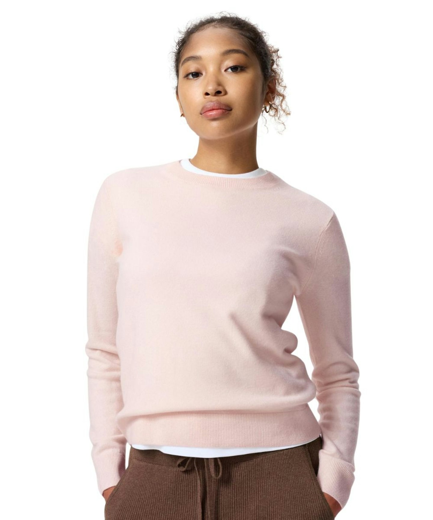 100% Cashmere Crew Neck Jumper, in Pink