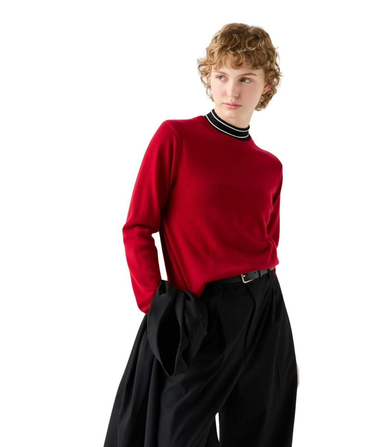 100% Cashmere Crew Neck Jumper, in Red