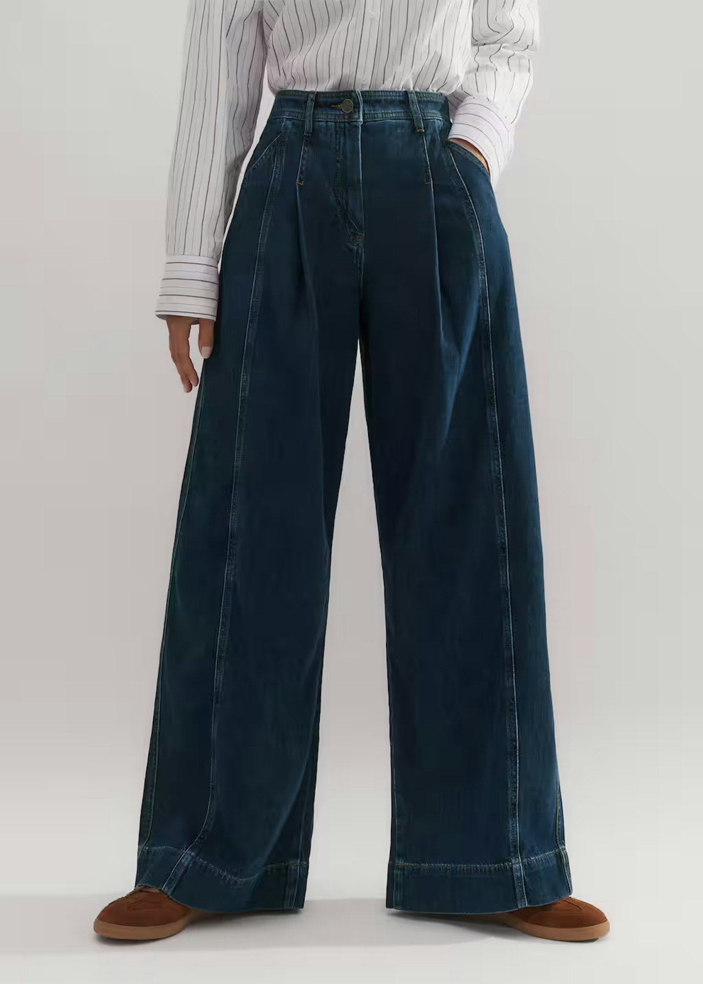 ME+EM, Soft Denim Pleated Pant