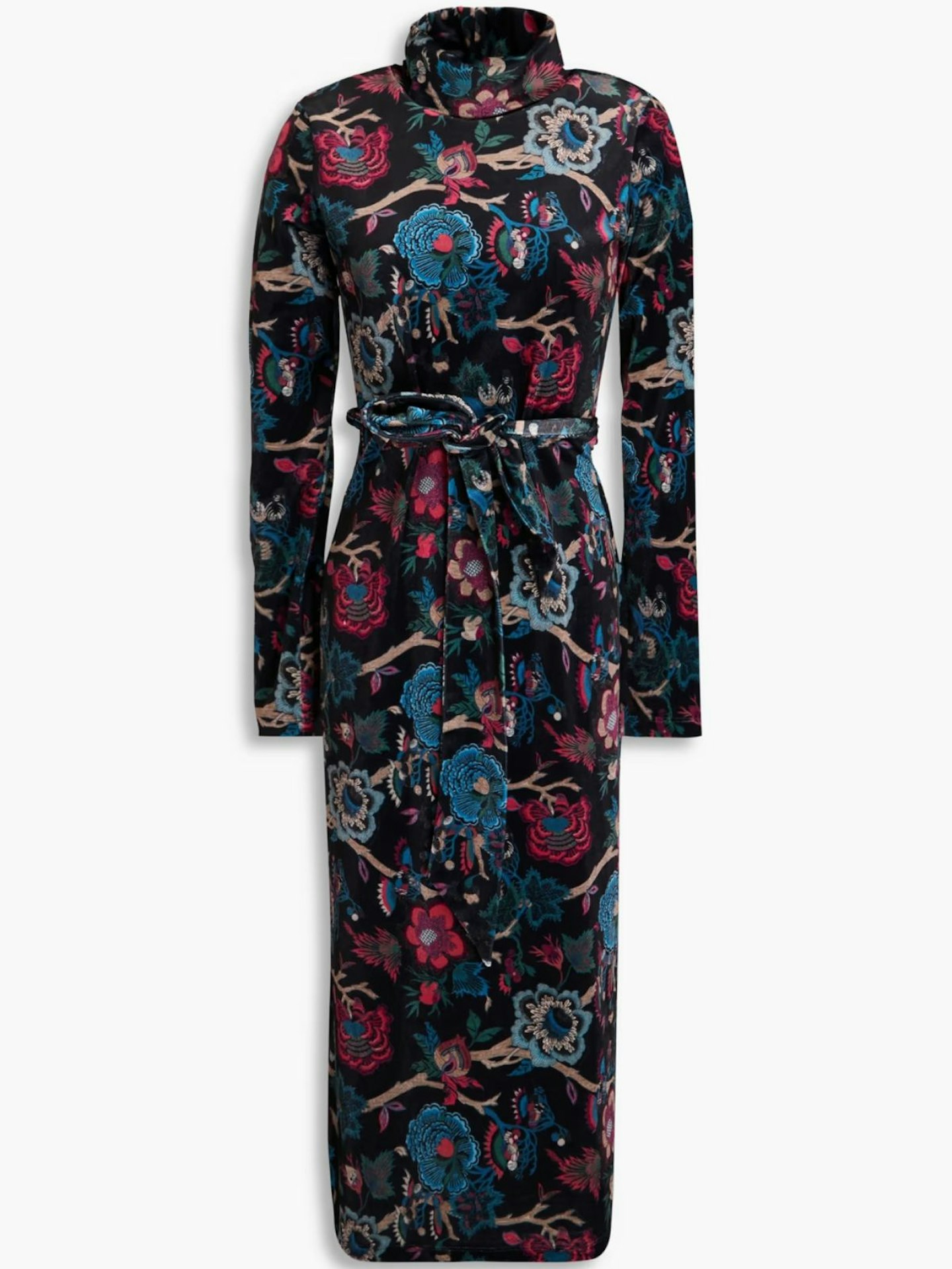 Cara Cara, Piper Floral-Print Stretch-Velvet Midi Dress