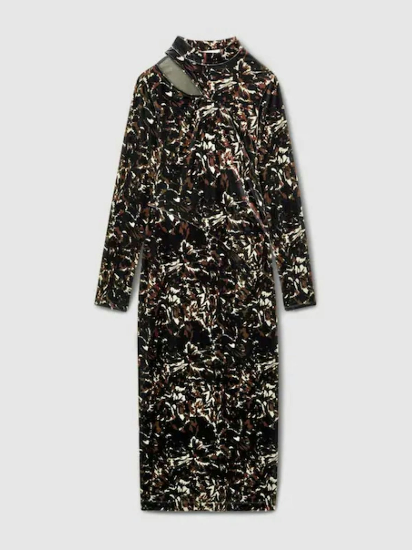 Reiss, Sonya Cut Out Abstract Print Velvet Dress