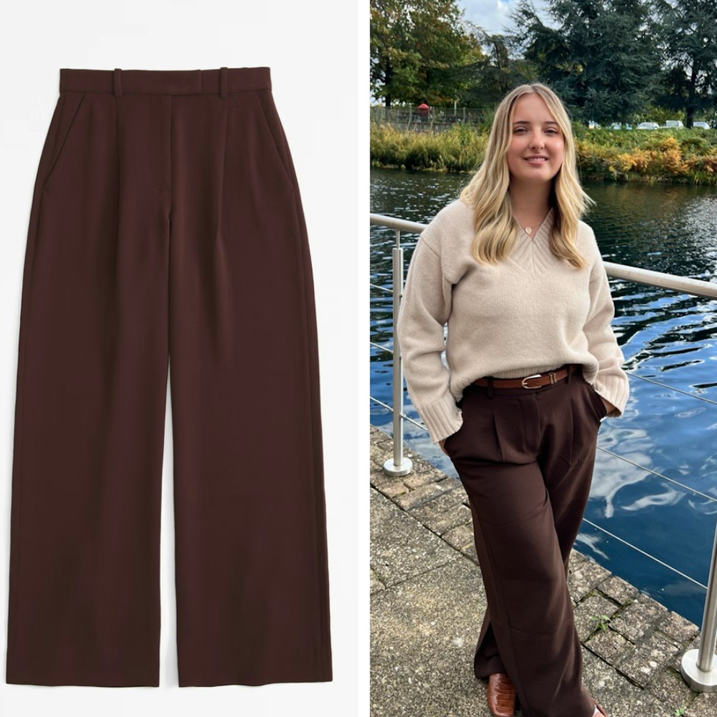 brown wide leg trousers from Abercrombie