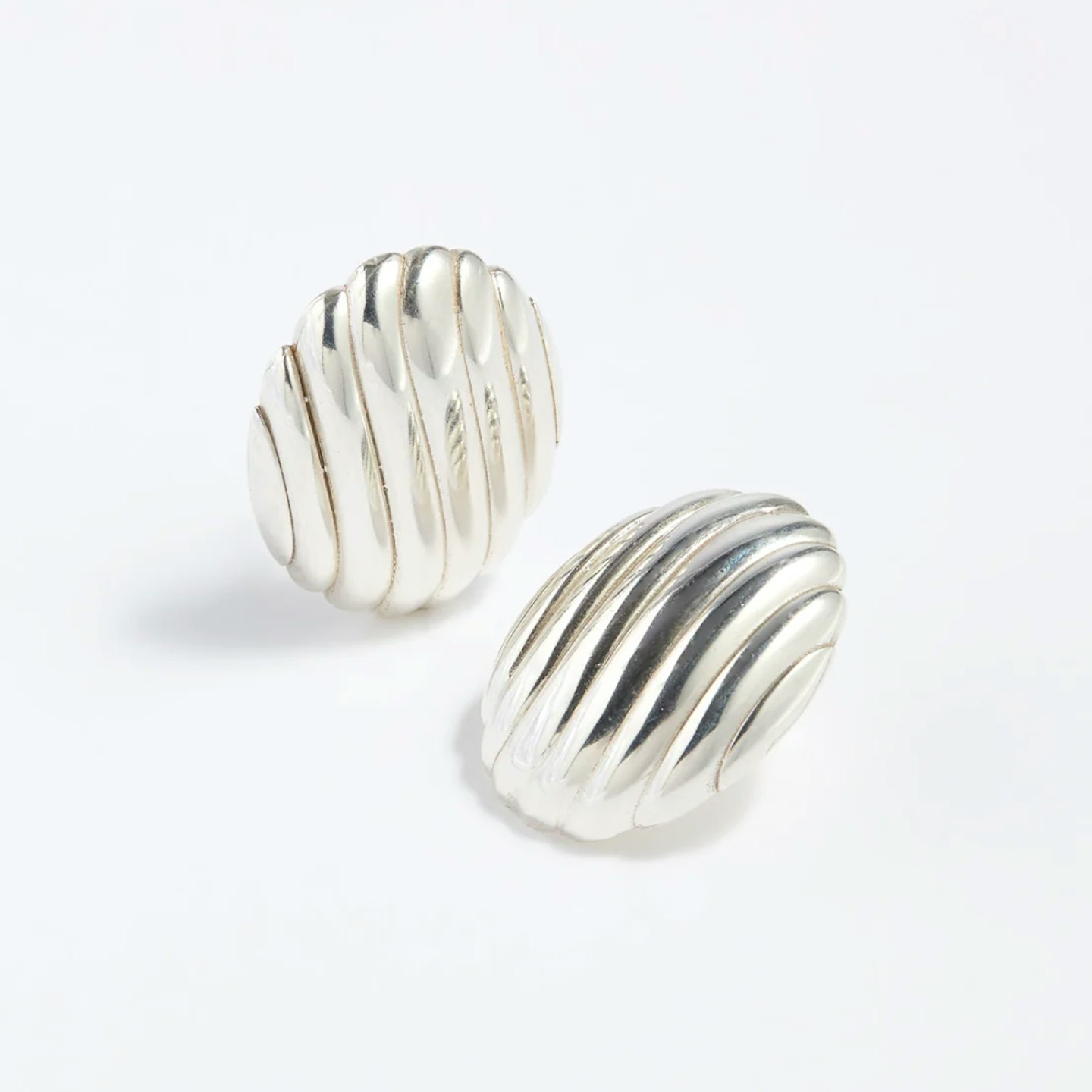 silver ridged earrings