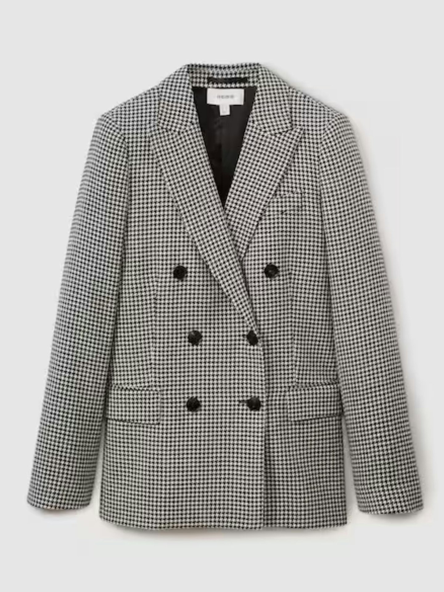 Drew Wool Dogtooth Double Breasted Blazer