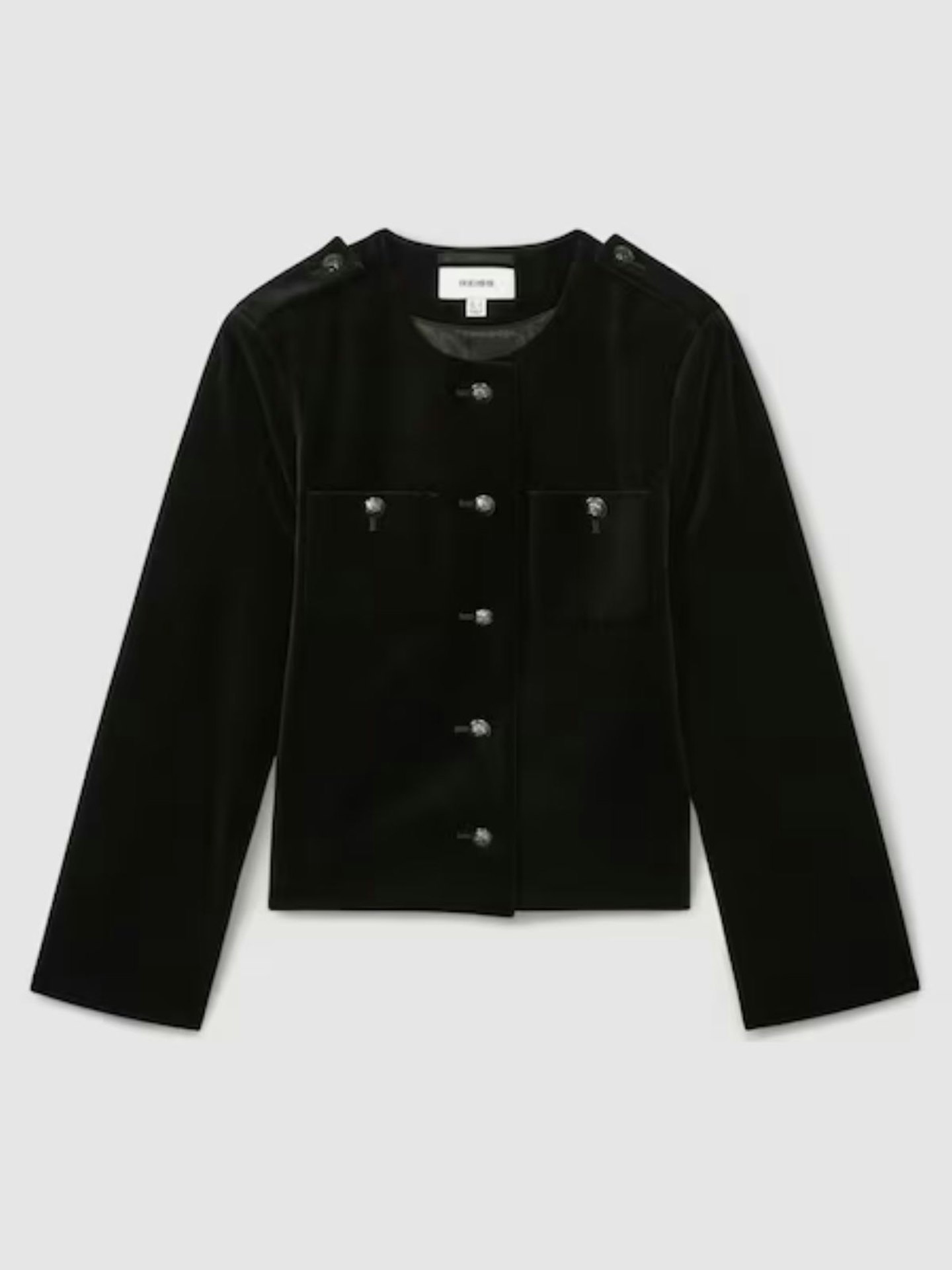 Viola Cropped Velvet Jacket In Black