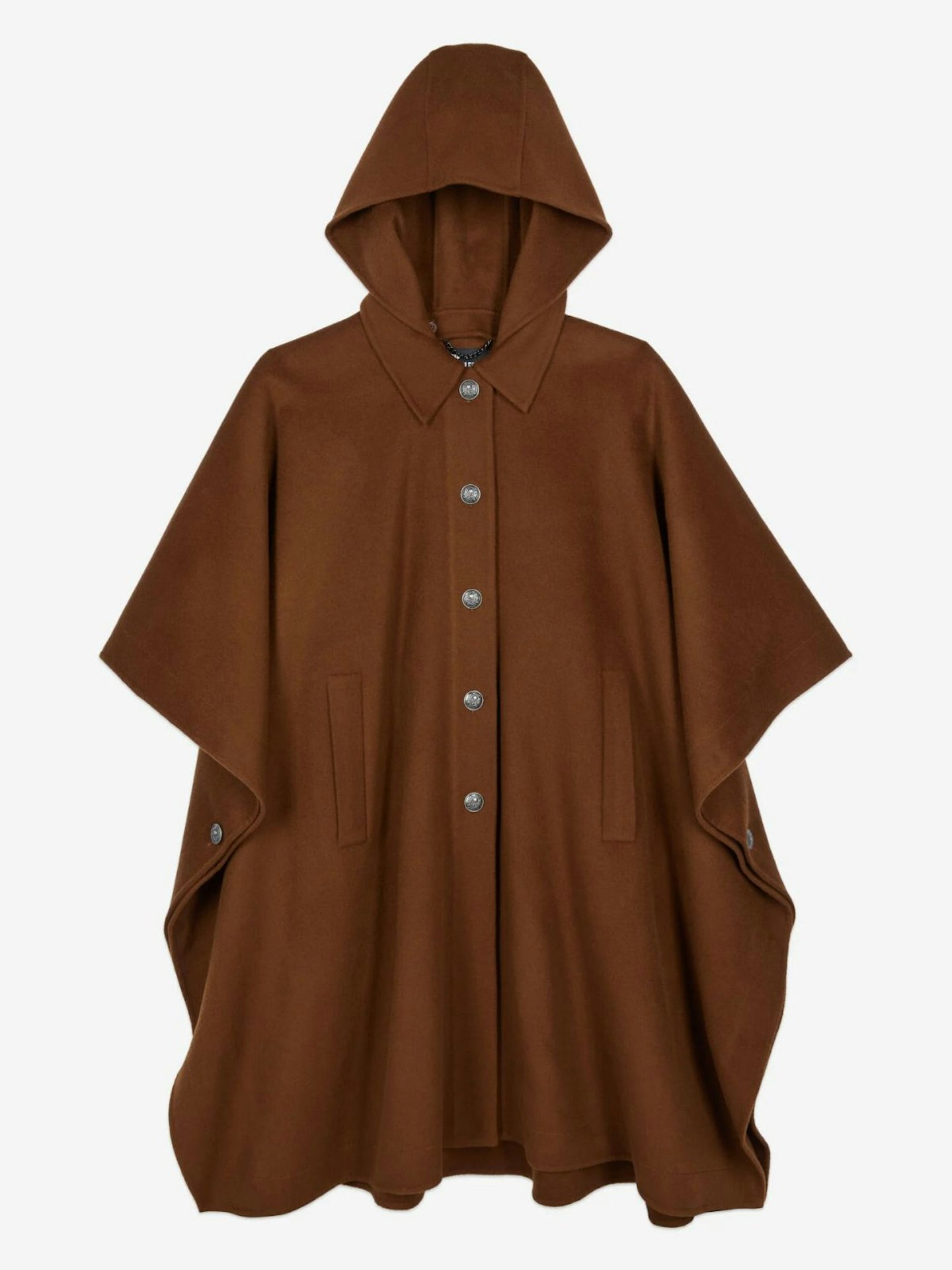 The Kooples, Brown Wool Blend Long Hooded Cape