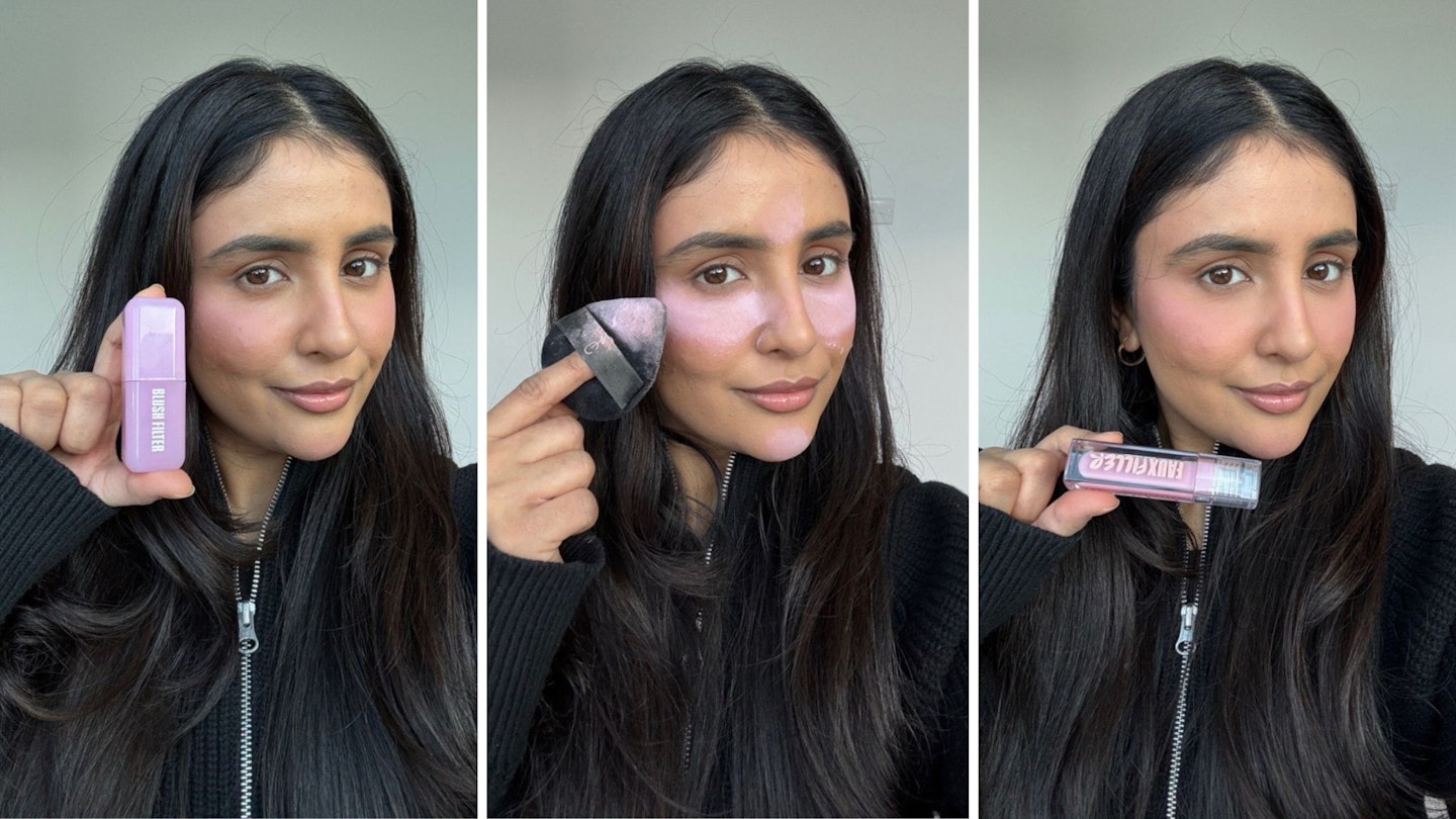 Beauty writer Sameeha Shaikh using the Huda Beauty Ube Collection