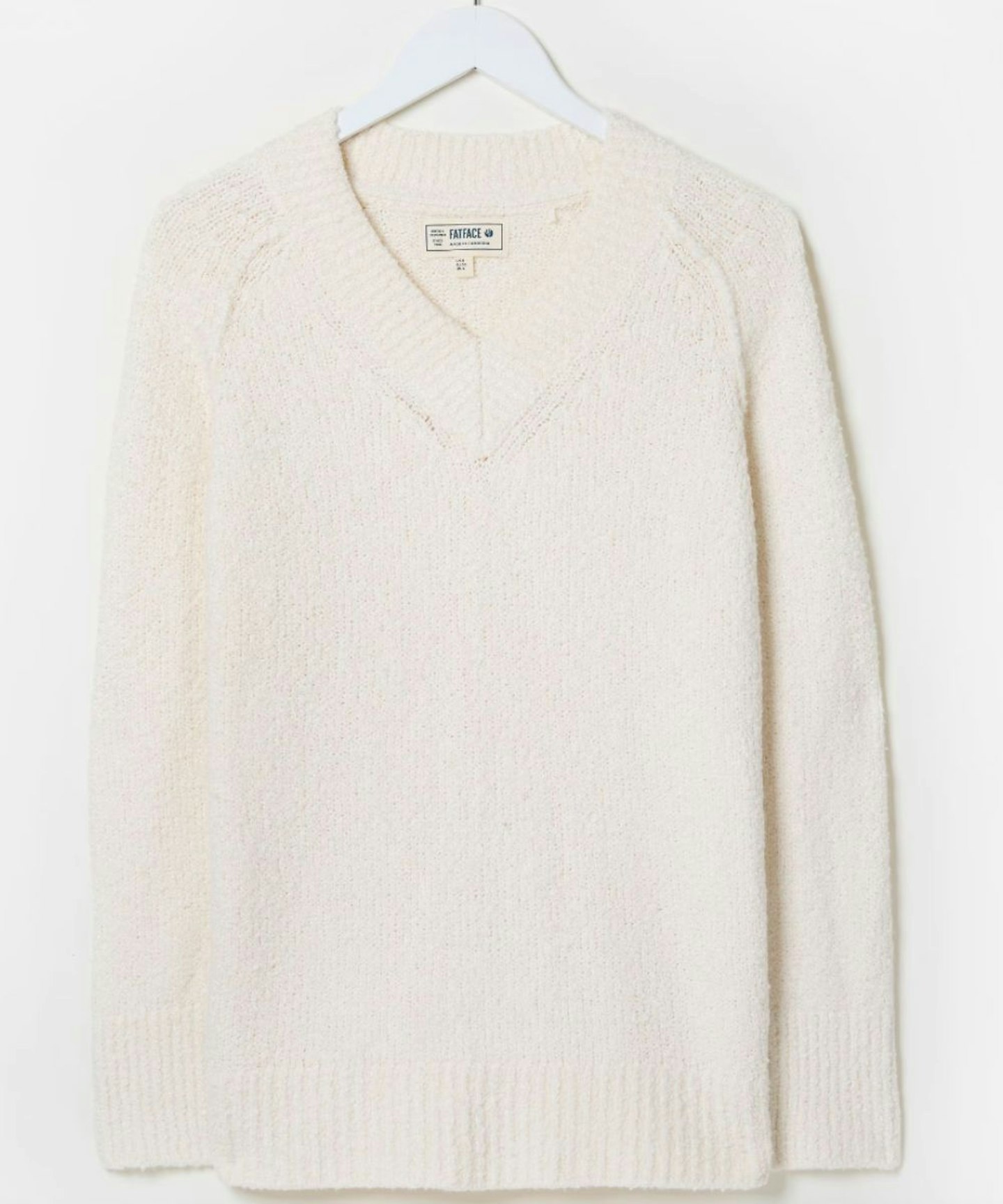 Ivory Bonnie Boucle V-Neck Jumper